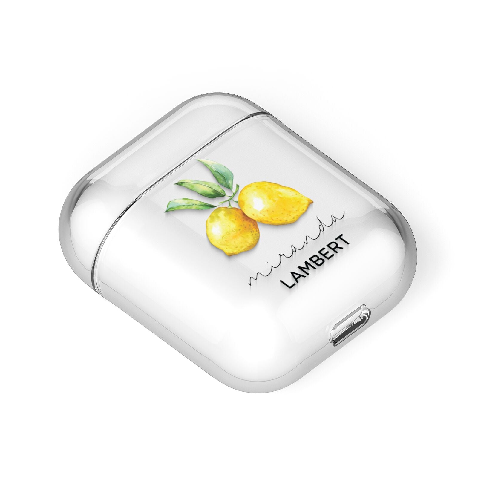 Personalised Lemon Bunches AirPods Case Laid Flat