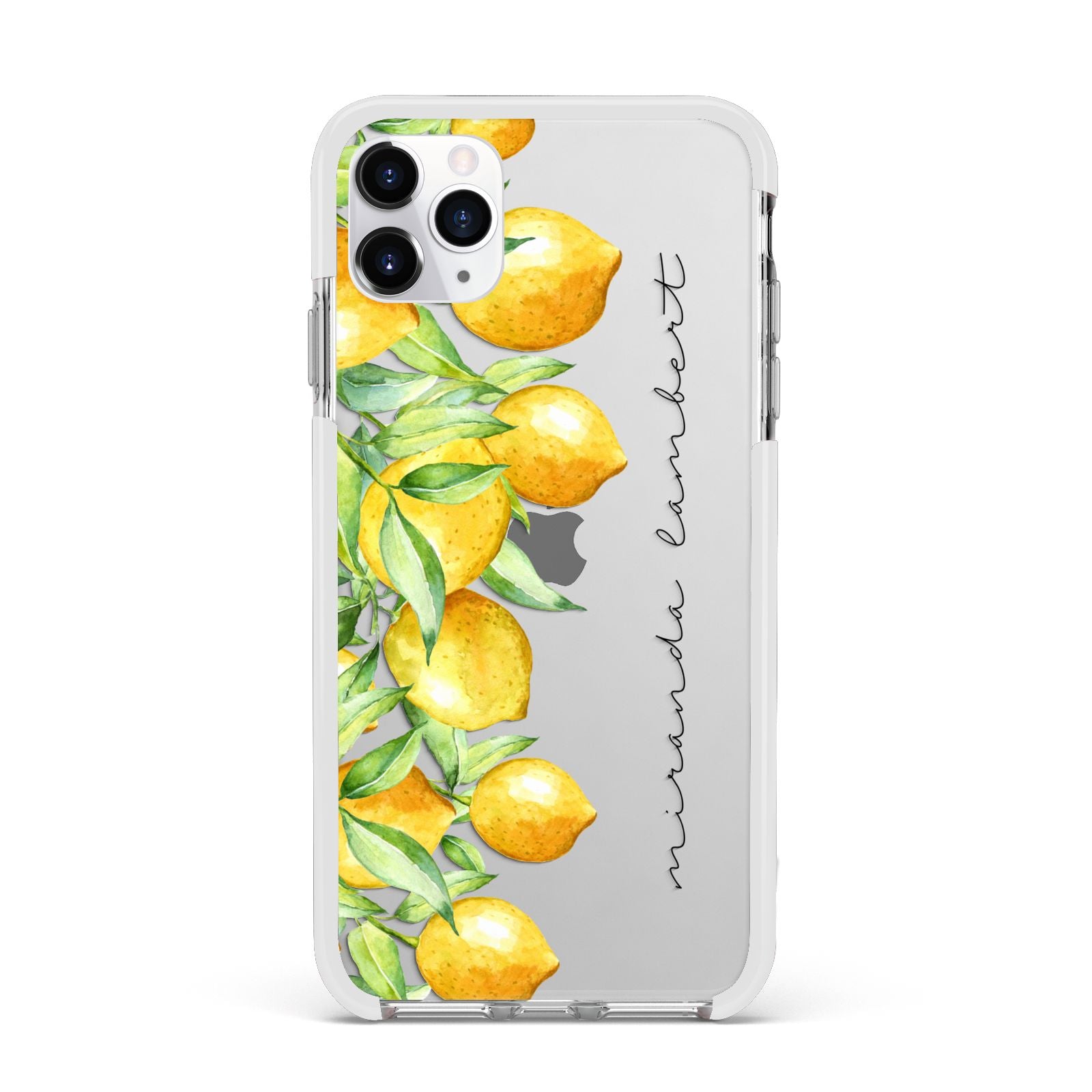 Personalised Lemon Bunches Apple iPhone 11 Pro Max in Silver with White Impact Case
