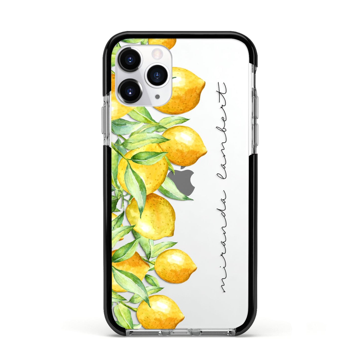 Personalised Lemon Bunches Apple iPhone 11 Pro in Silver with Black Impact Case