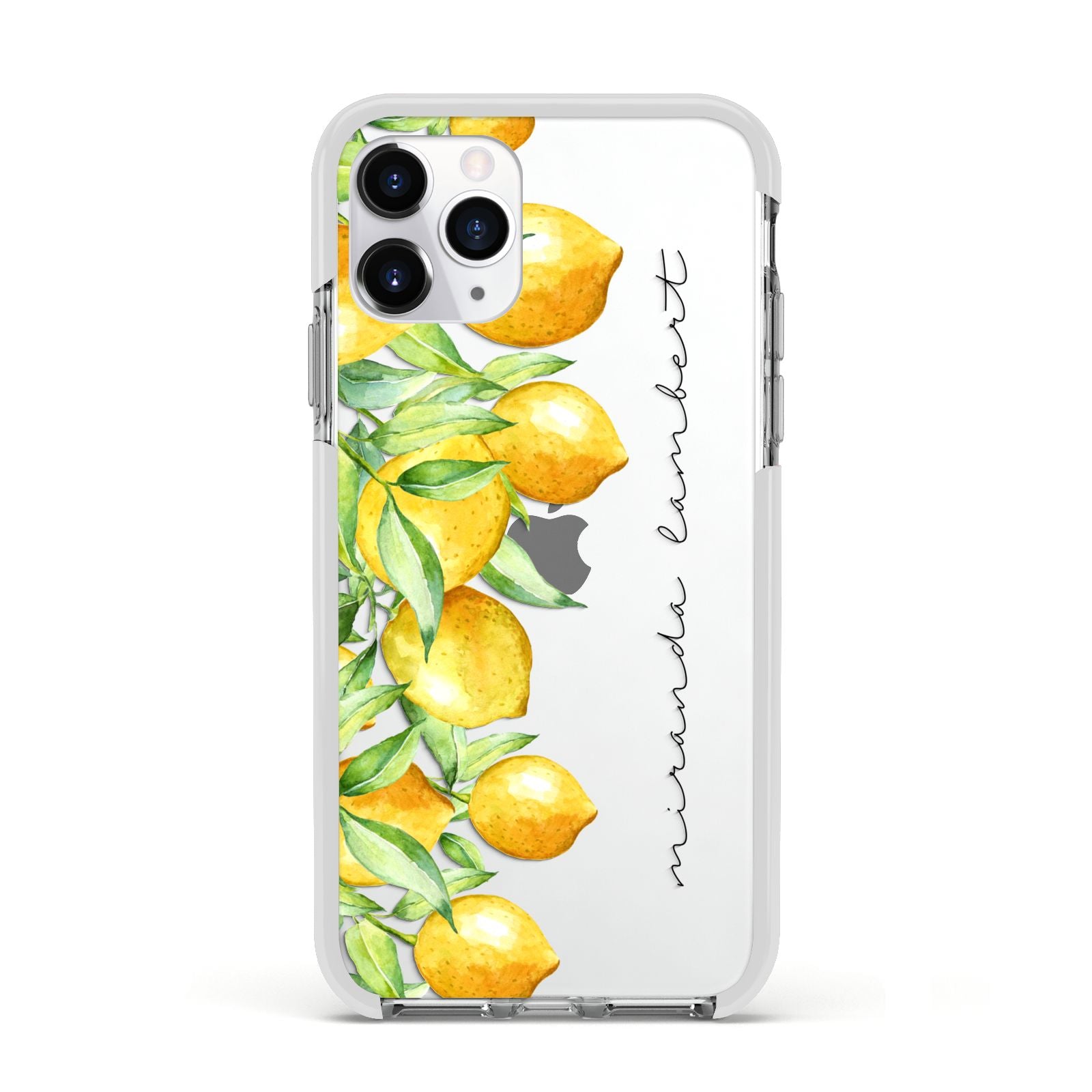 Personalised Lemon Bunches Apple iPhone 11 Pro in Silver with White Impact Case