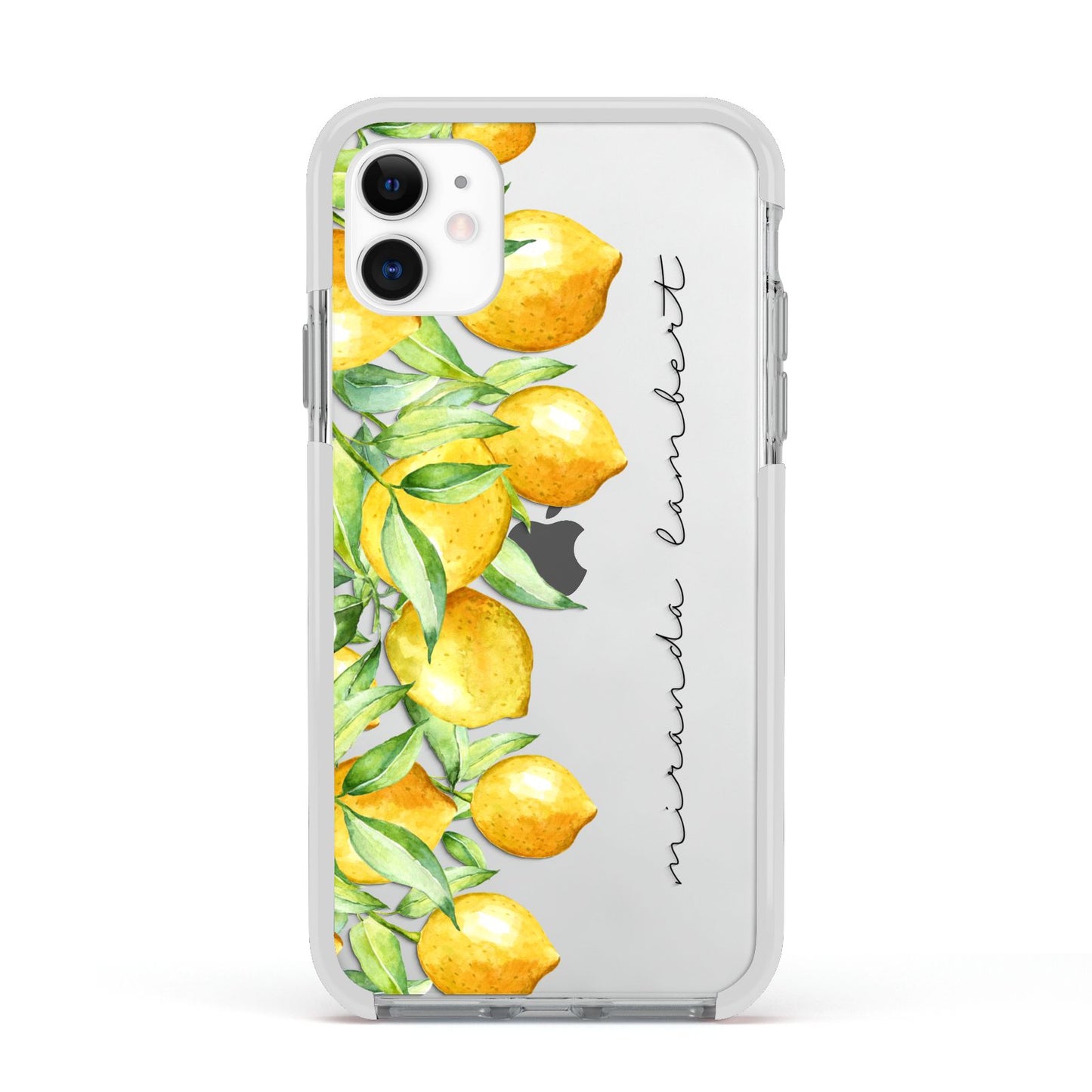 Personalised Lemon Bunches Apple iPhone 11 in White with White Impact Case