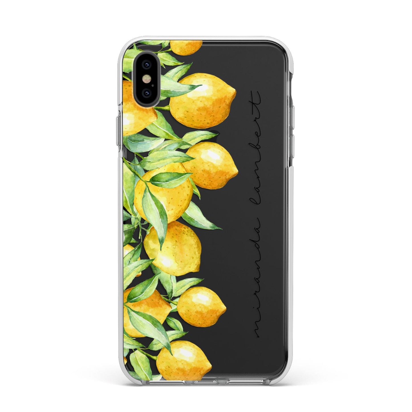 Personalised Lemon Bunches Apple iPhone Xs Max Impact Case White Edge on Black Phone