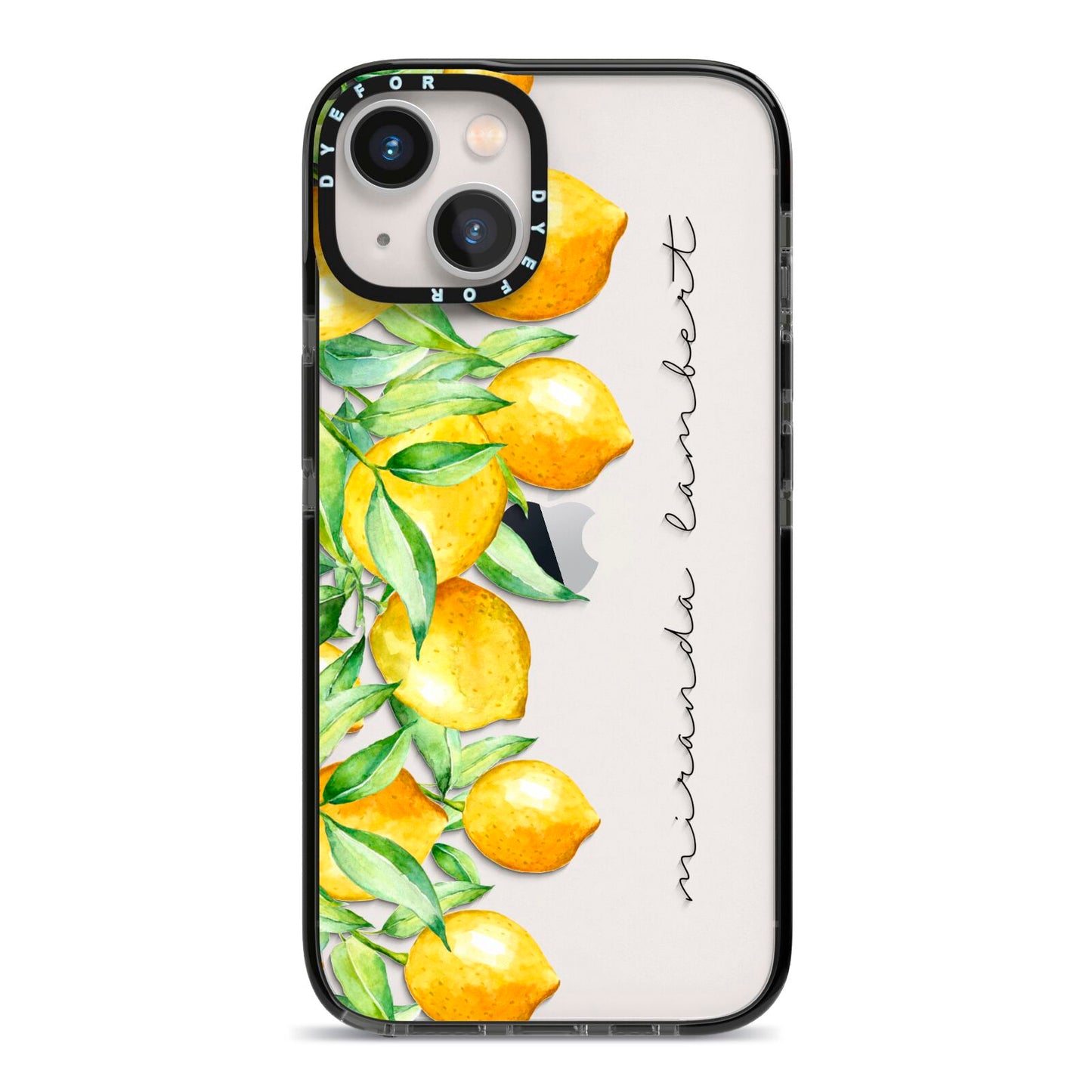 Personalised Lemon Bunches iPhone 13 Black Impact Case on Silver phone