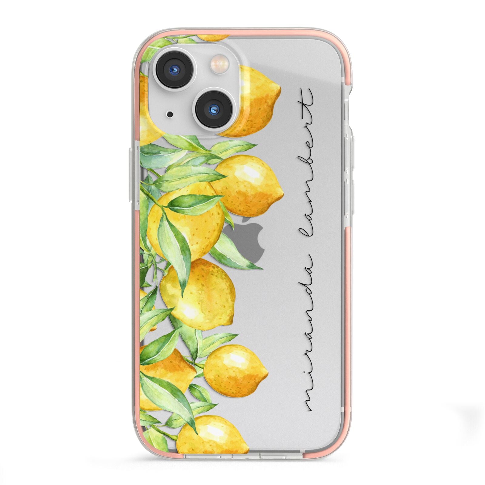 Personalised Lemon Bunches iPhone 13 Mini TPU Impact Case with Pink Edges
