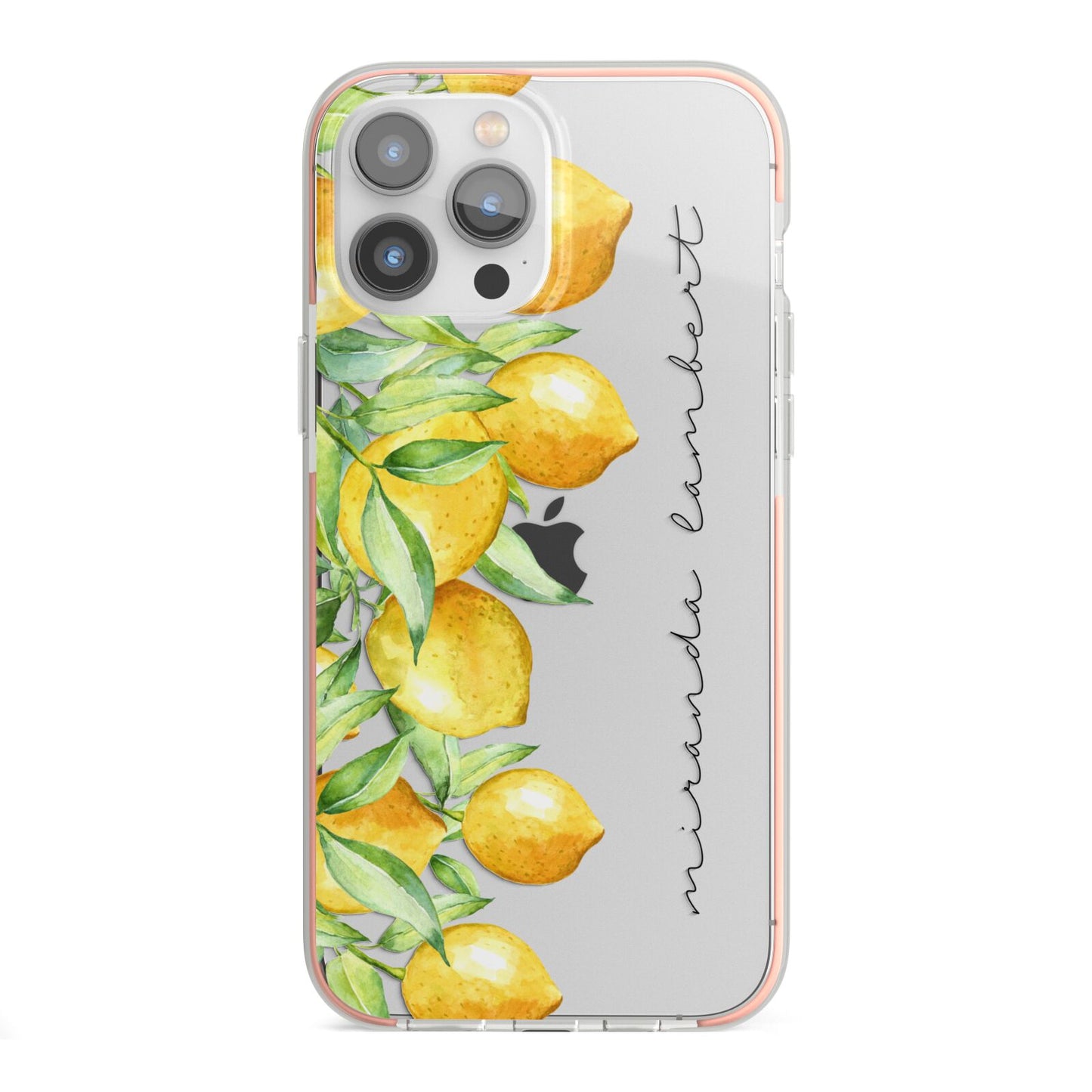 Personalised Lemon Bunches iPhone 13 Pro Max TPU Impact Case with Pink Edges