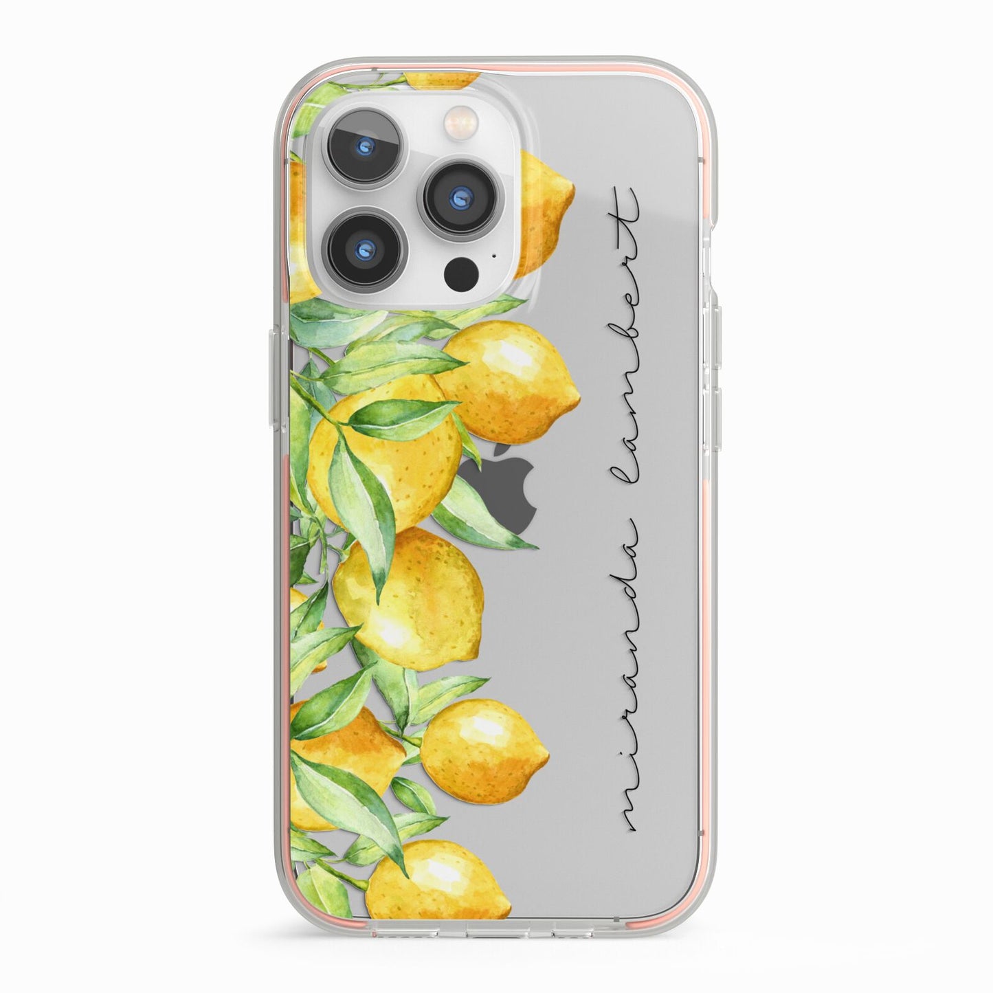 Personalised Lemon Bunches iPhone 13 Pro TPU Impact Case with Pink Edges