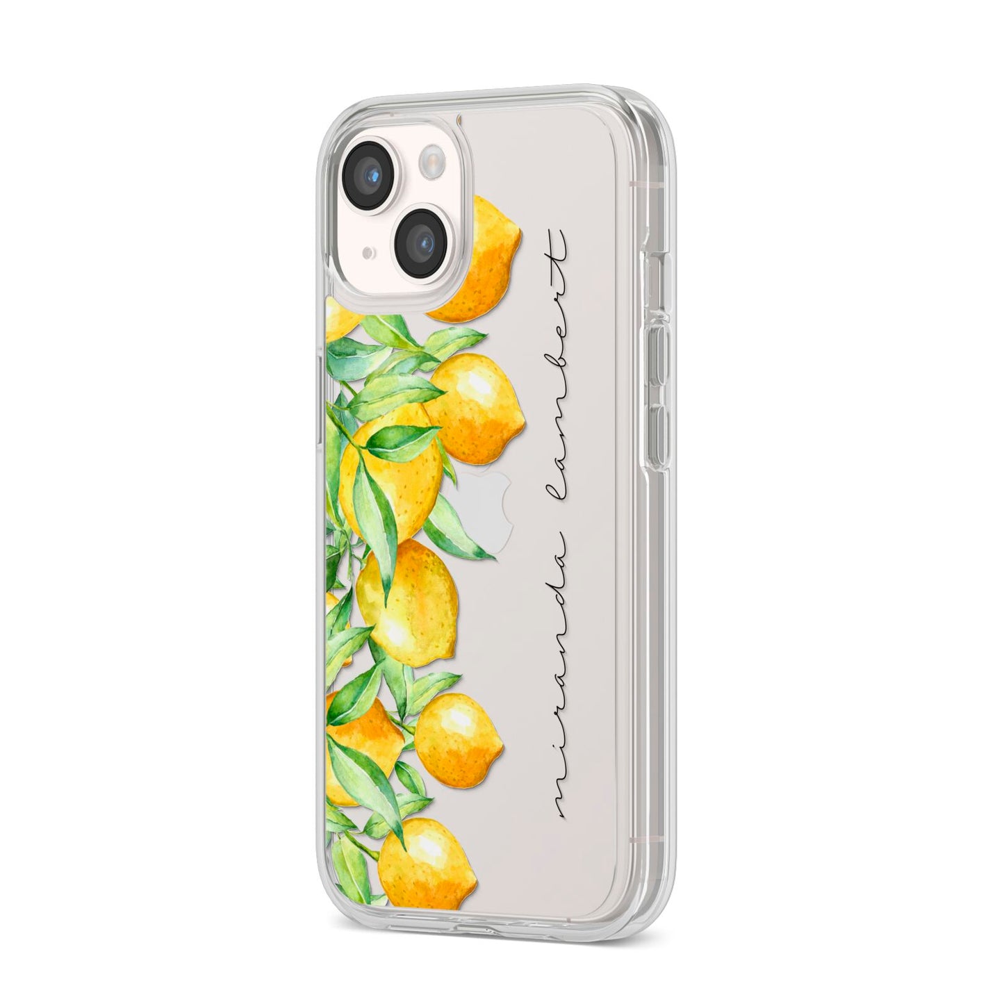 Personalised Lemon Bunches iPhone 14 Clear Tough Case Starlight Angled Image