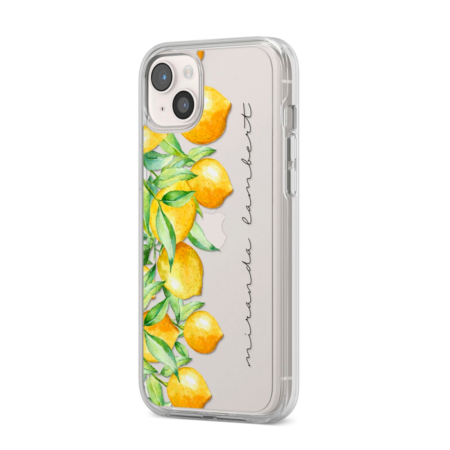 Personalised Lemon Bunches iPhone 14 Plus Clear Tough Case Starlight Angled Image
