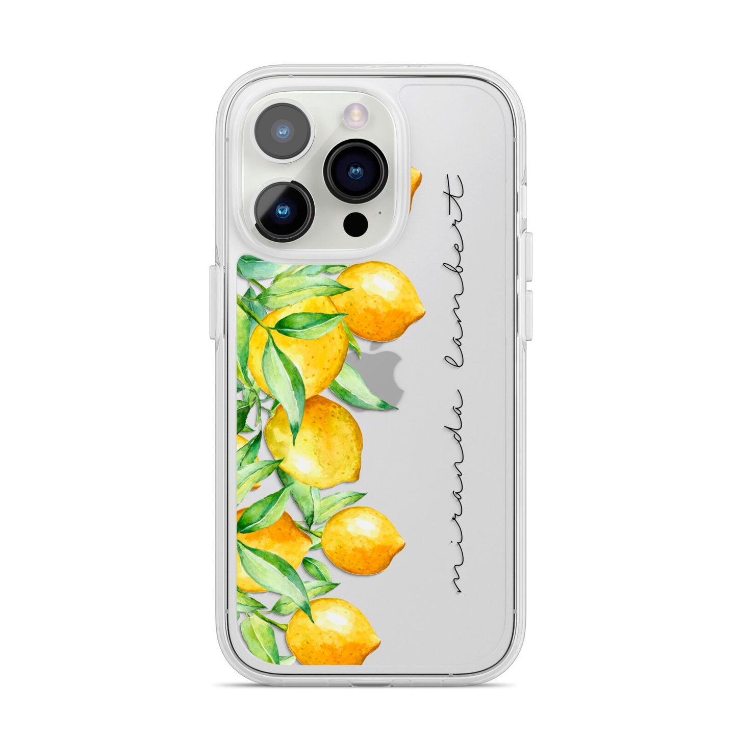 Personalised Lemon Bunches iPhone 14 Pro Clear Tough Case Silver