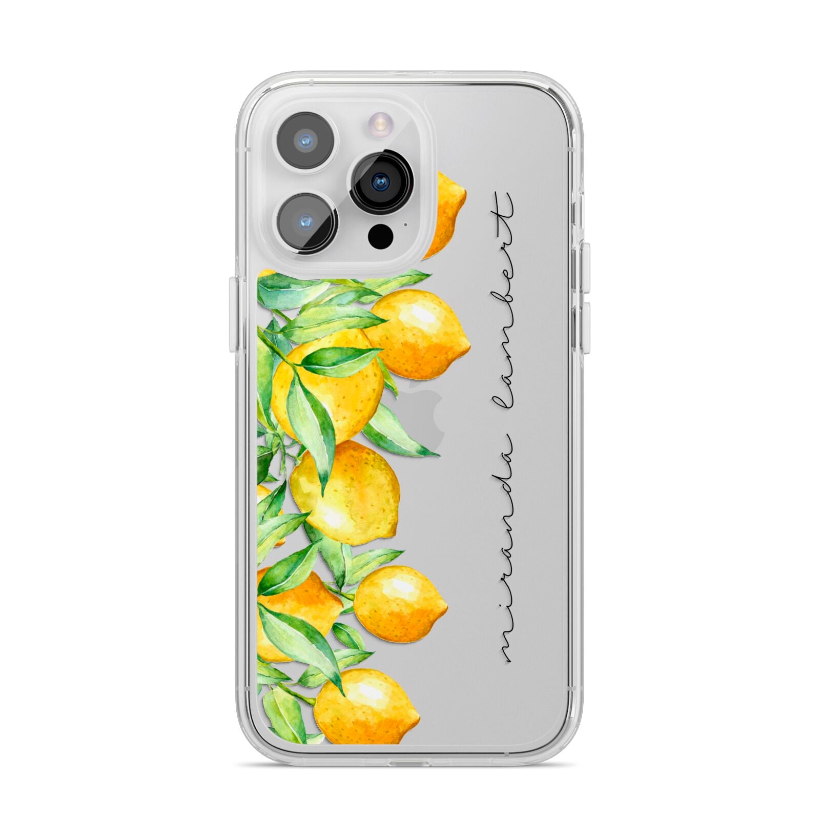 Personalised Lemon Bunches iPhone 14 Pro Max Clear Tough Case Silver