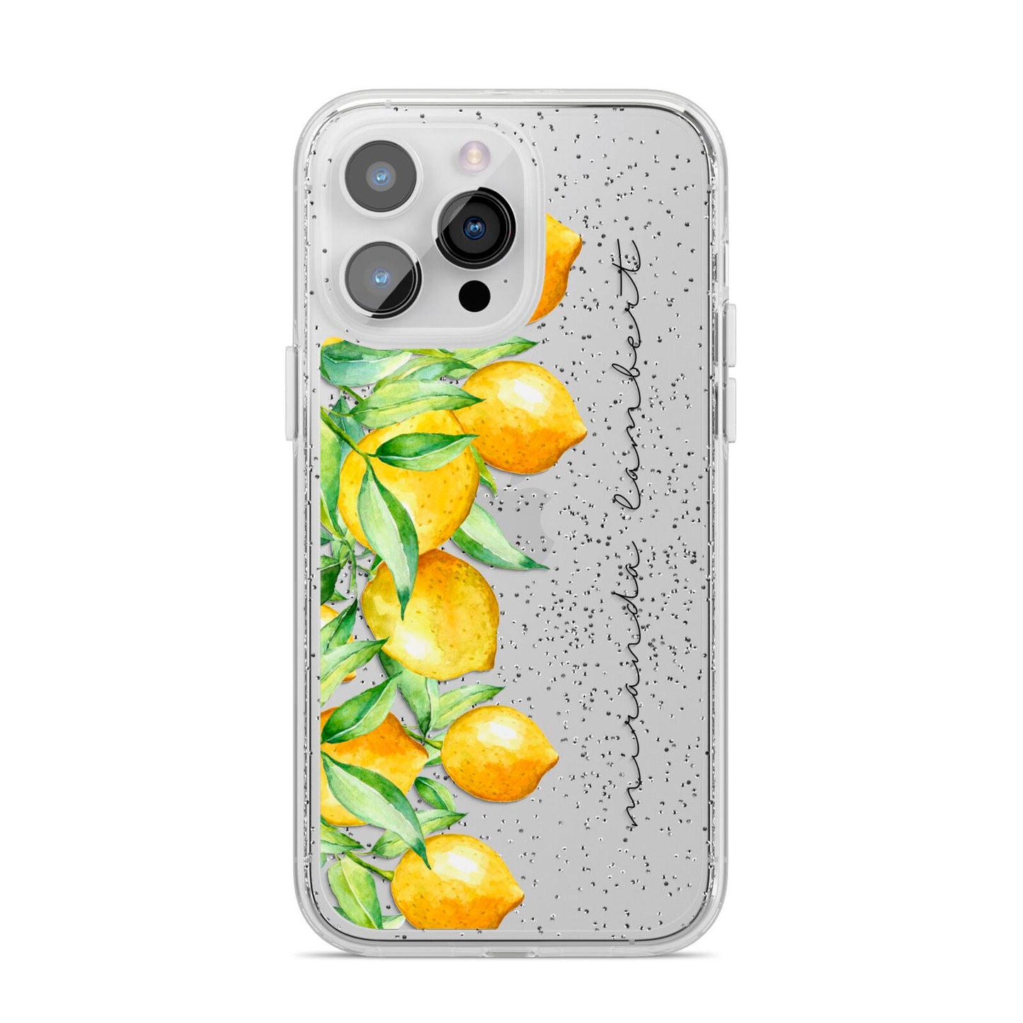 Personalised Lemon Bunches iPhone 14 Pro Max Glitter Tough Case Silver