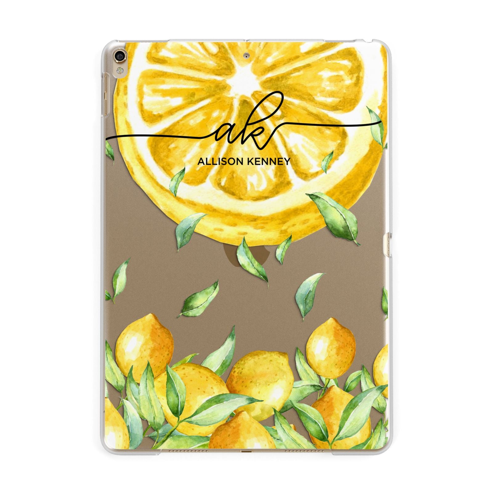 Personalised Lemon Slice Apple iPad Gold Case