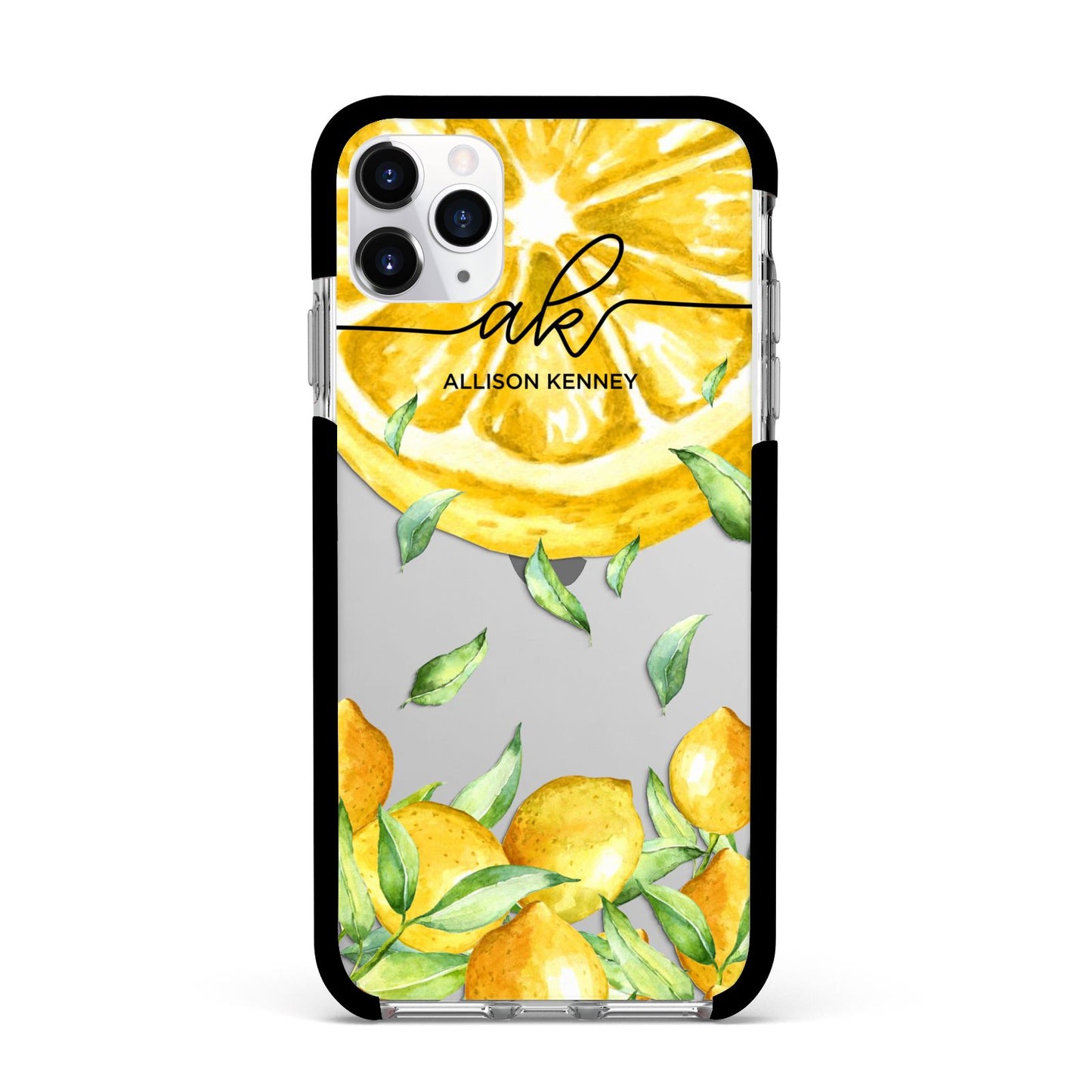 Personalised Lemon Slice Apple iPhone 11 Pro Max in Silver with Black Impact Case