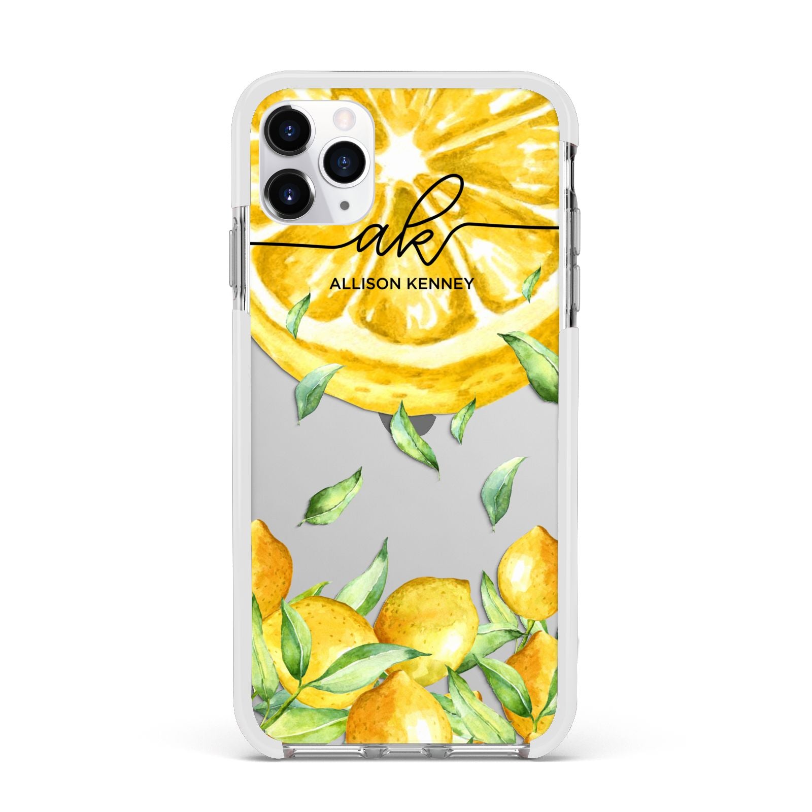 Personalised Lemon Slice Apple iPhone 11 Pro Max in Silver with White Impact Case