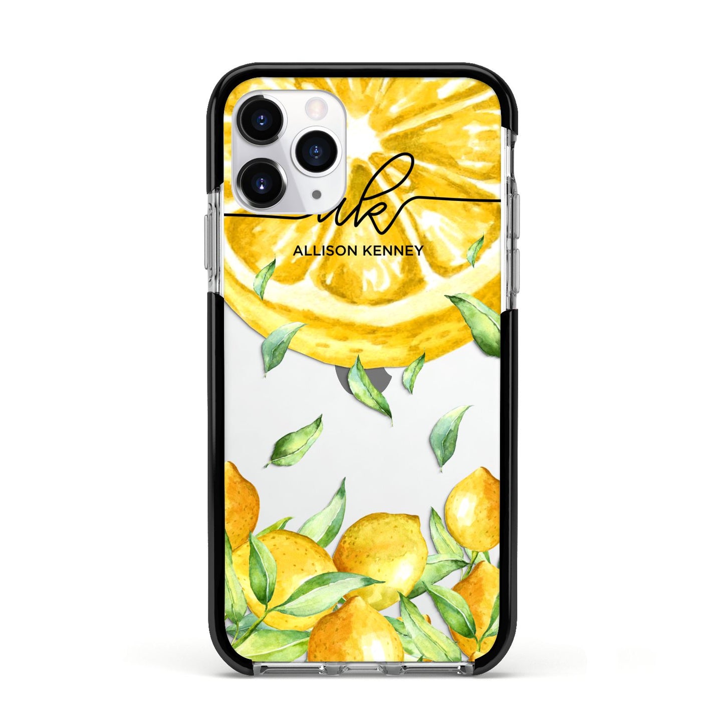 Personalised Lemon Slice Apple iPhone 11 Pro in Silver with Black Impact Case