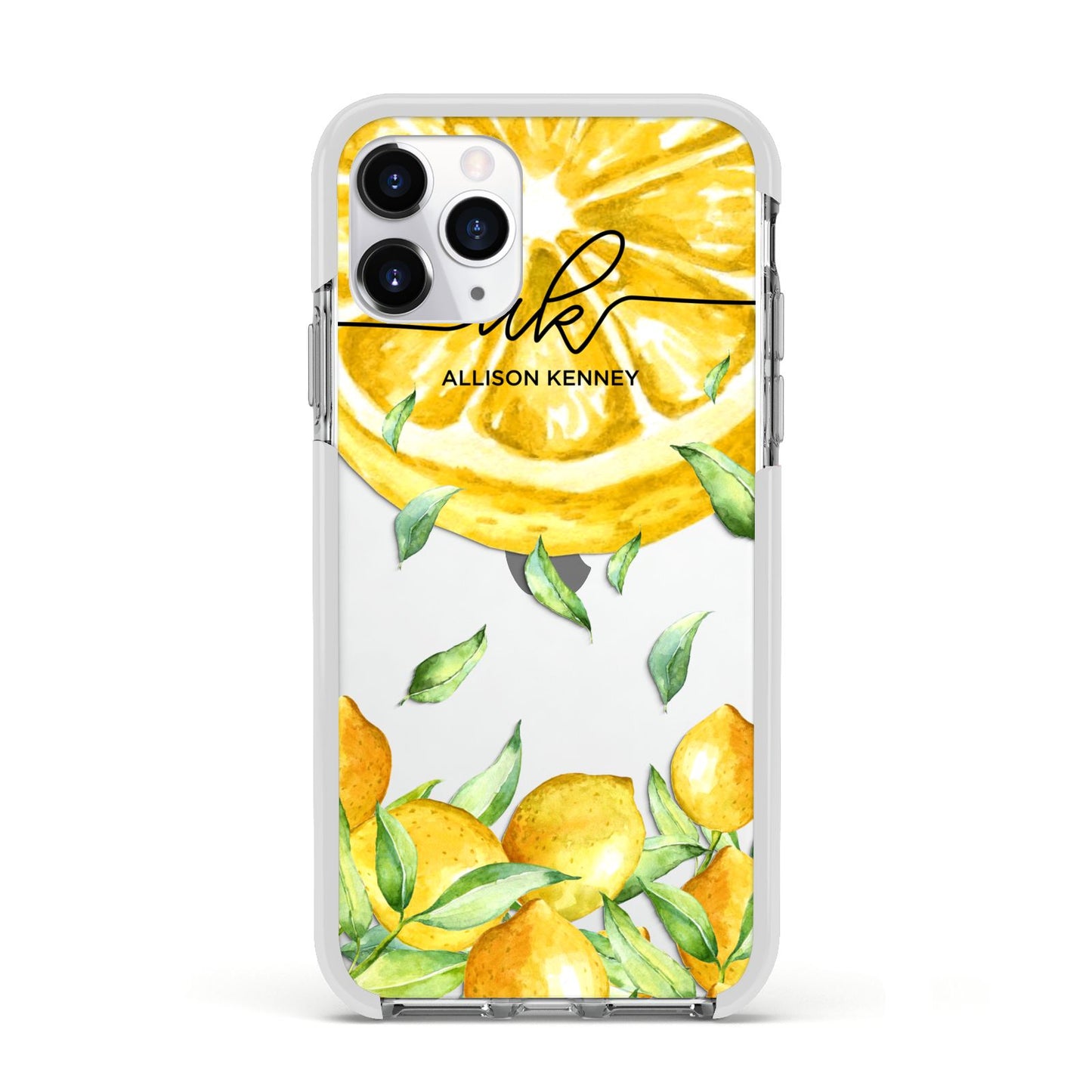 Personalised Lemon Slice Apple iPhone 11 Pro in Silver with White Impact Case