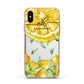 Personalised Lemon Slice Apple iPhone Xs Impact Case Pink Edge on Silver Phone