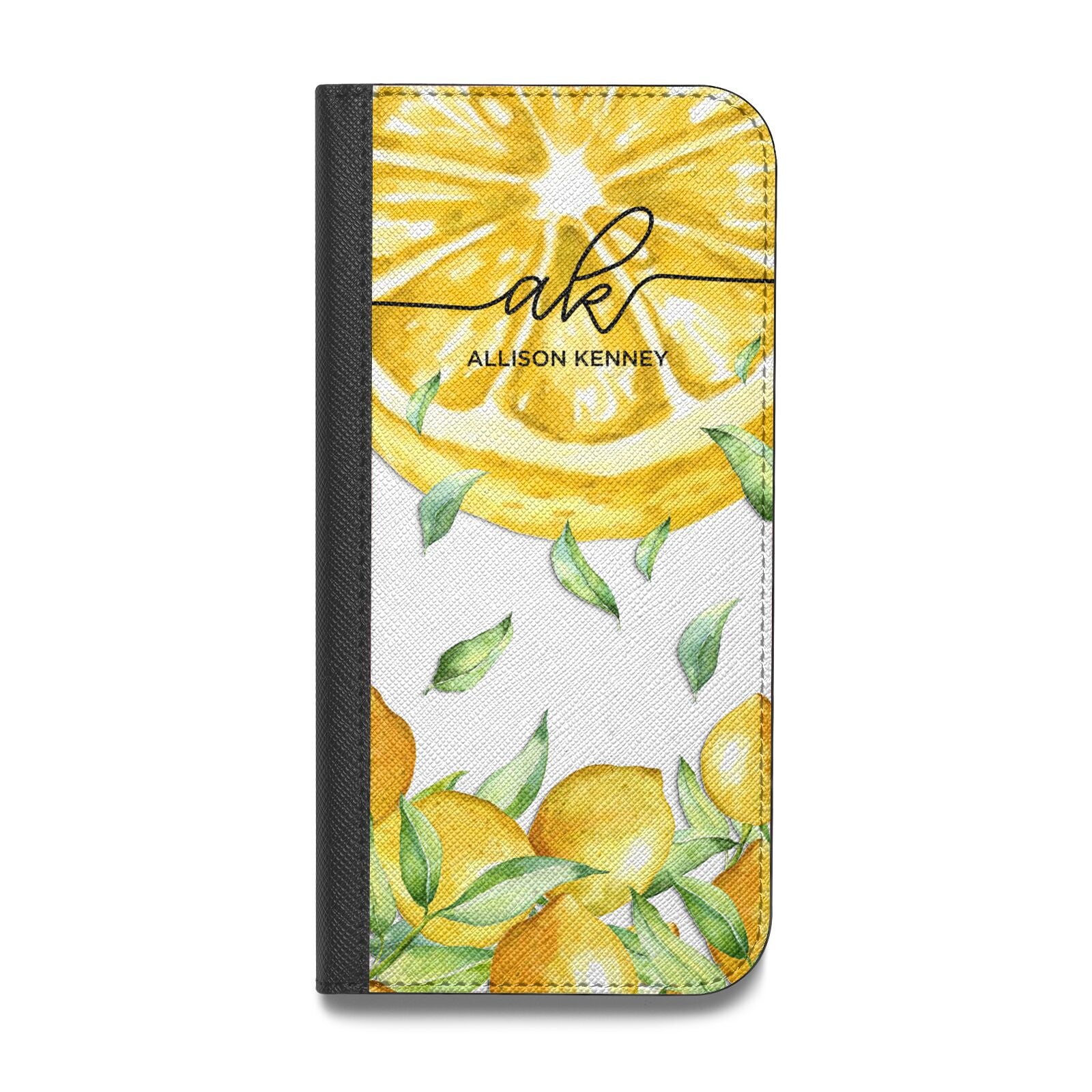 Personalised Lemon Slice Vegan Leather Flip Samsung Case