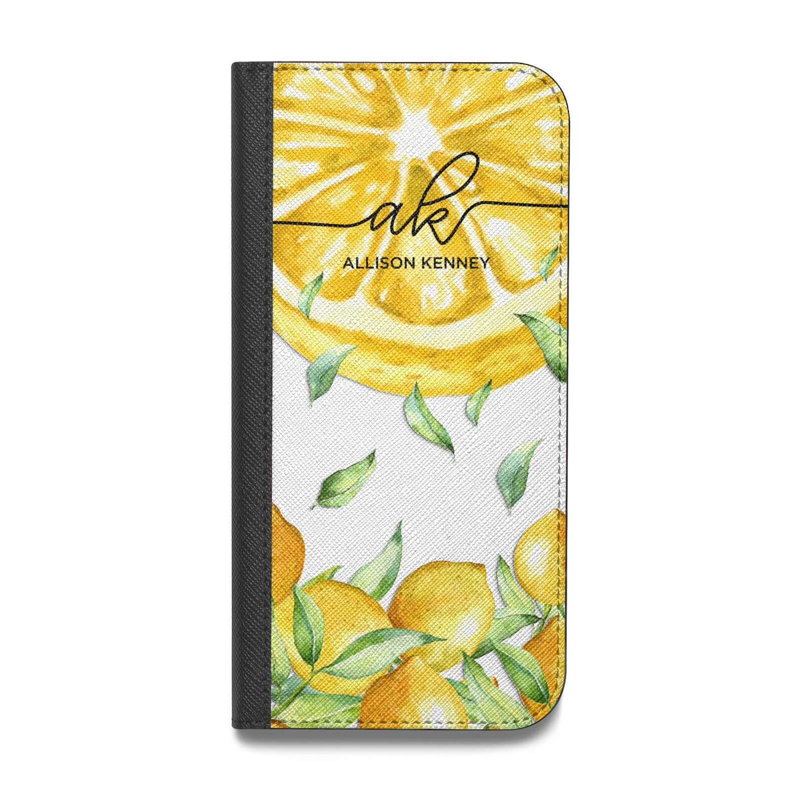 Personalised Lemon Slice Vegan Leather Flip iPhone Case
