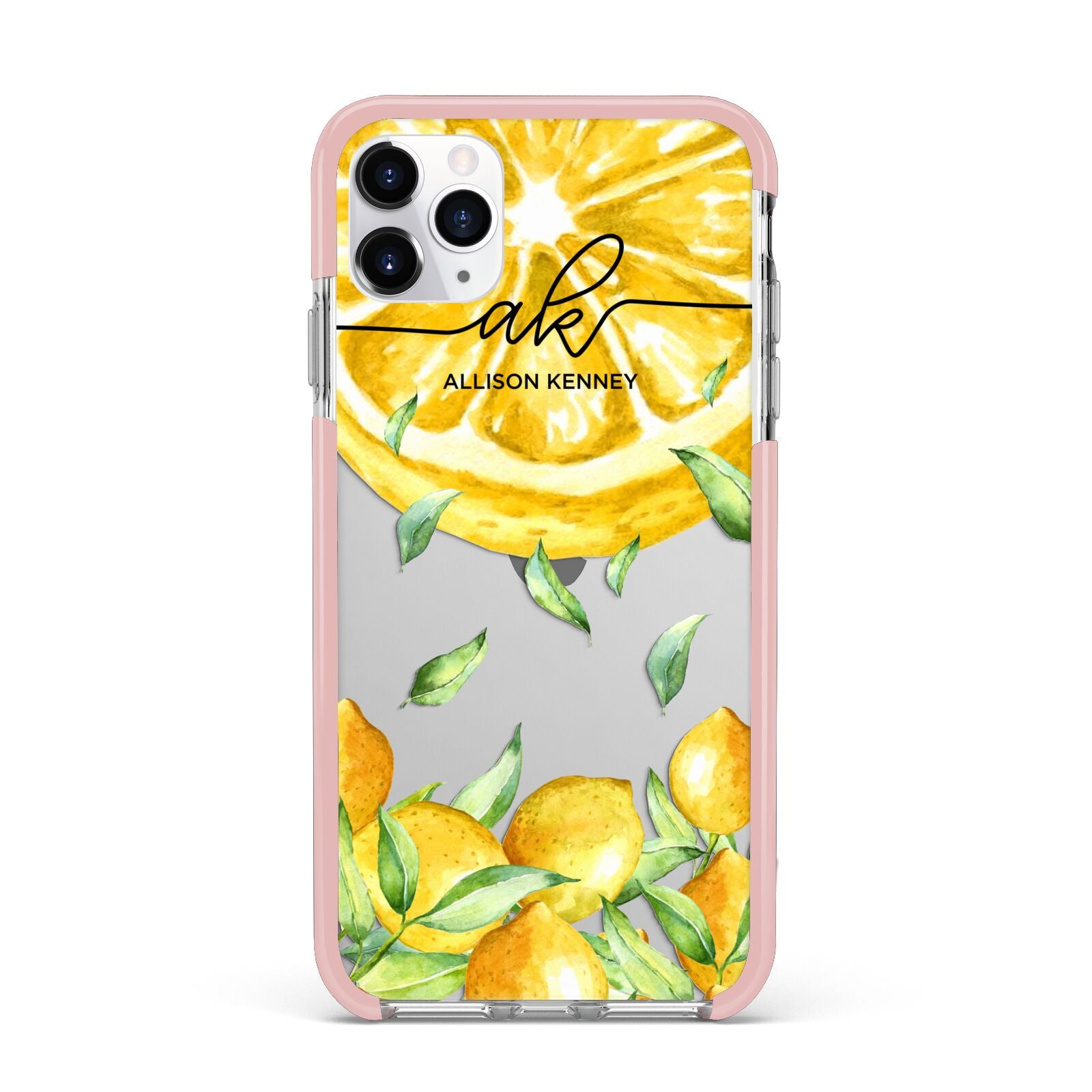 Personalised Lemon Slice iPhone 11 Pro Max Impact Pink Edge Case