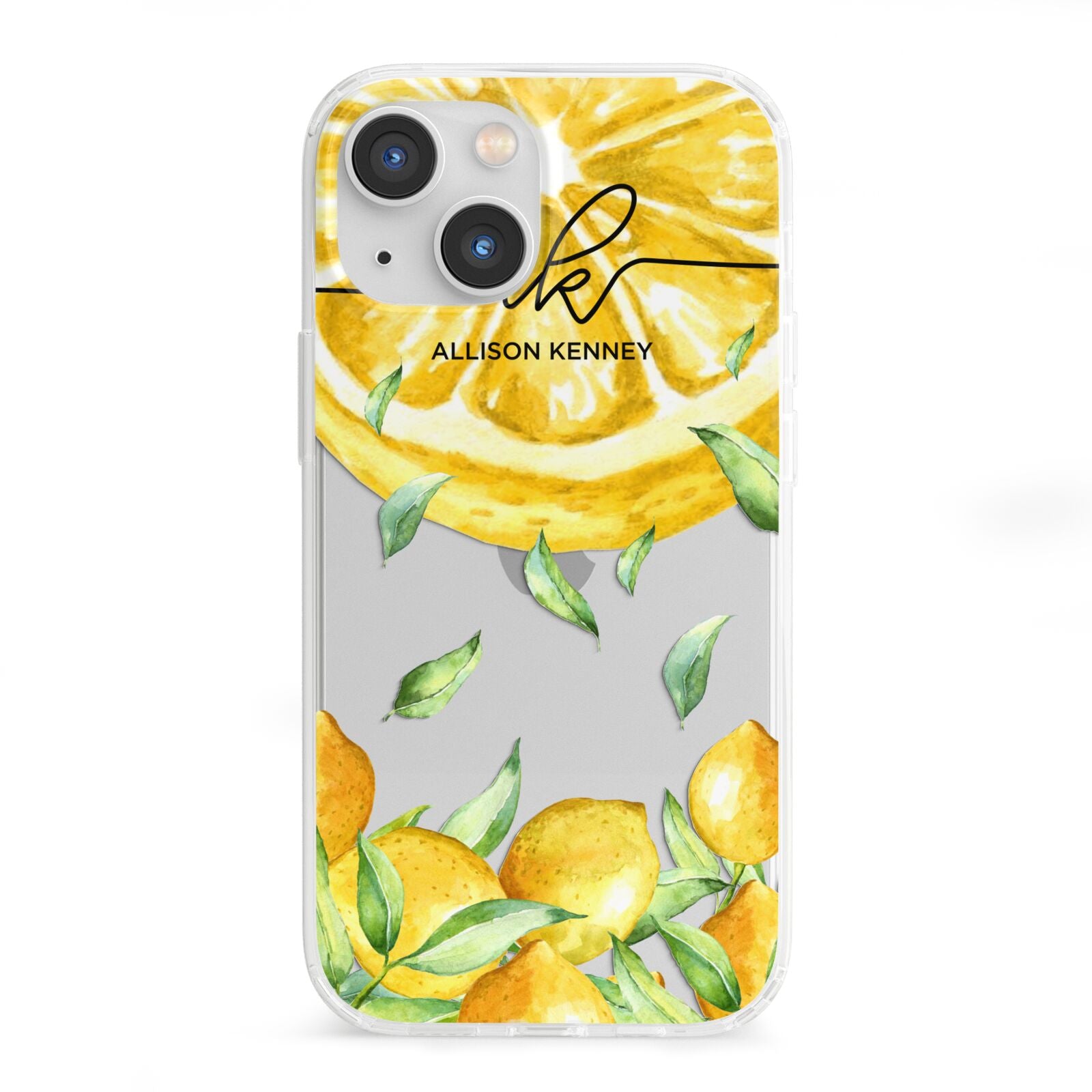 Personalised Lemon Slice iPhone 13 Mini Clear Bumper Case