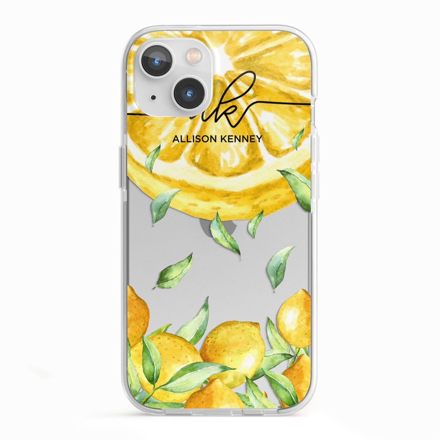 Personalised Lemon Slice iPhone 13 TPU Impact Case with White Edges