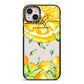 Personalised Lemon Slice iPhone 14 Plus Black Impact Case on Silver phone