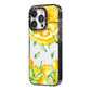 Personalised Lemon Slice iPhone 14 Pro Black Impact Case Side Angle on Silver phone