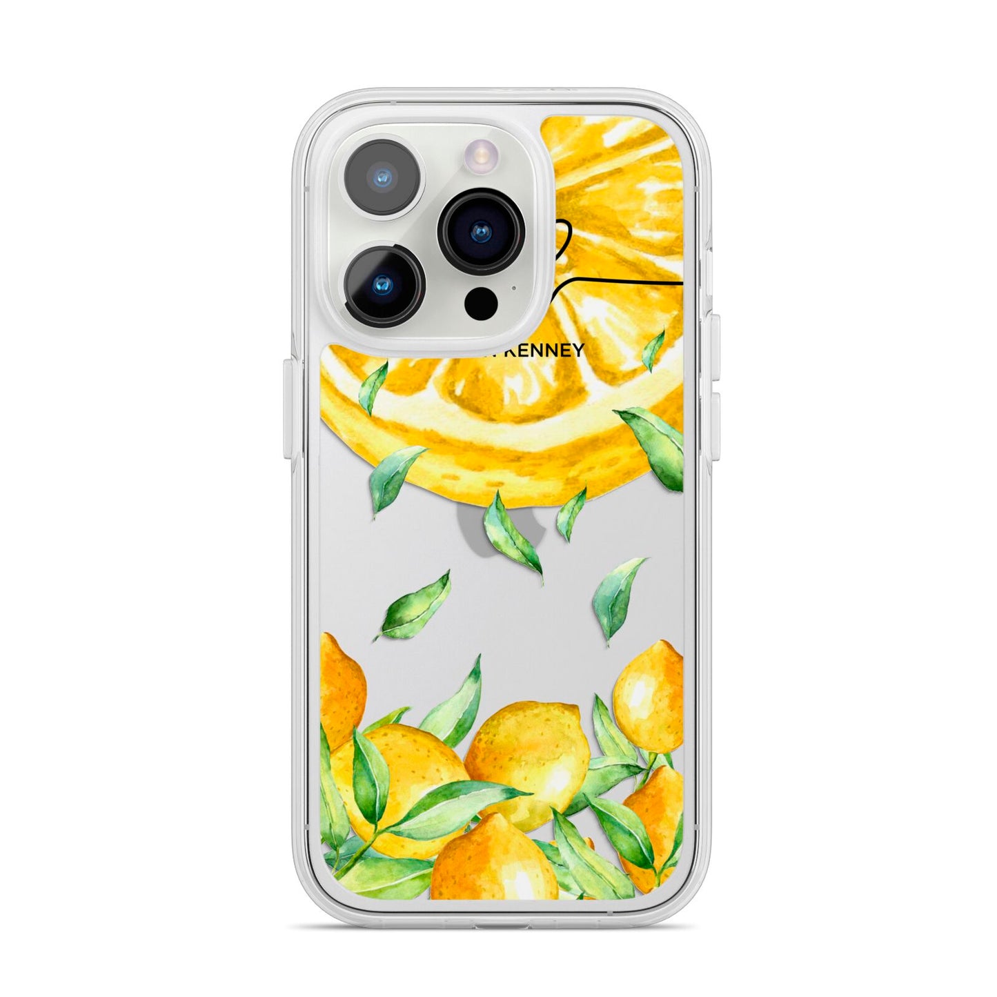 Personalised Lemon Slice iPhone 14 Pro Clear Tough Case Silver