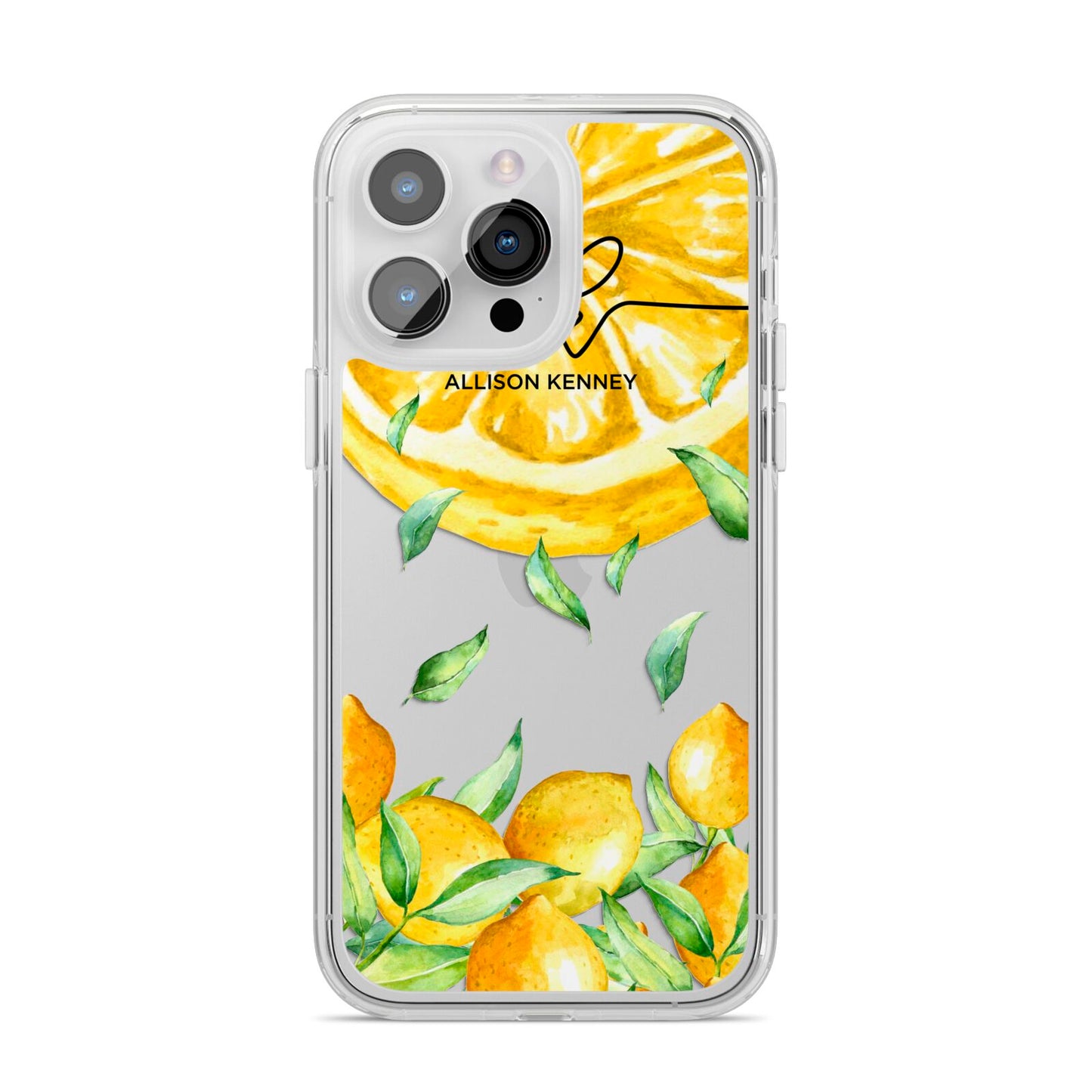Personalised Lemon Slice iPhone 14 Pro Max Clear Tough Case Silver