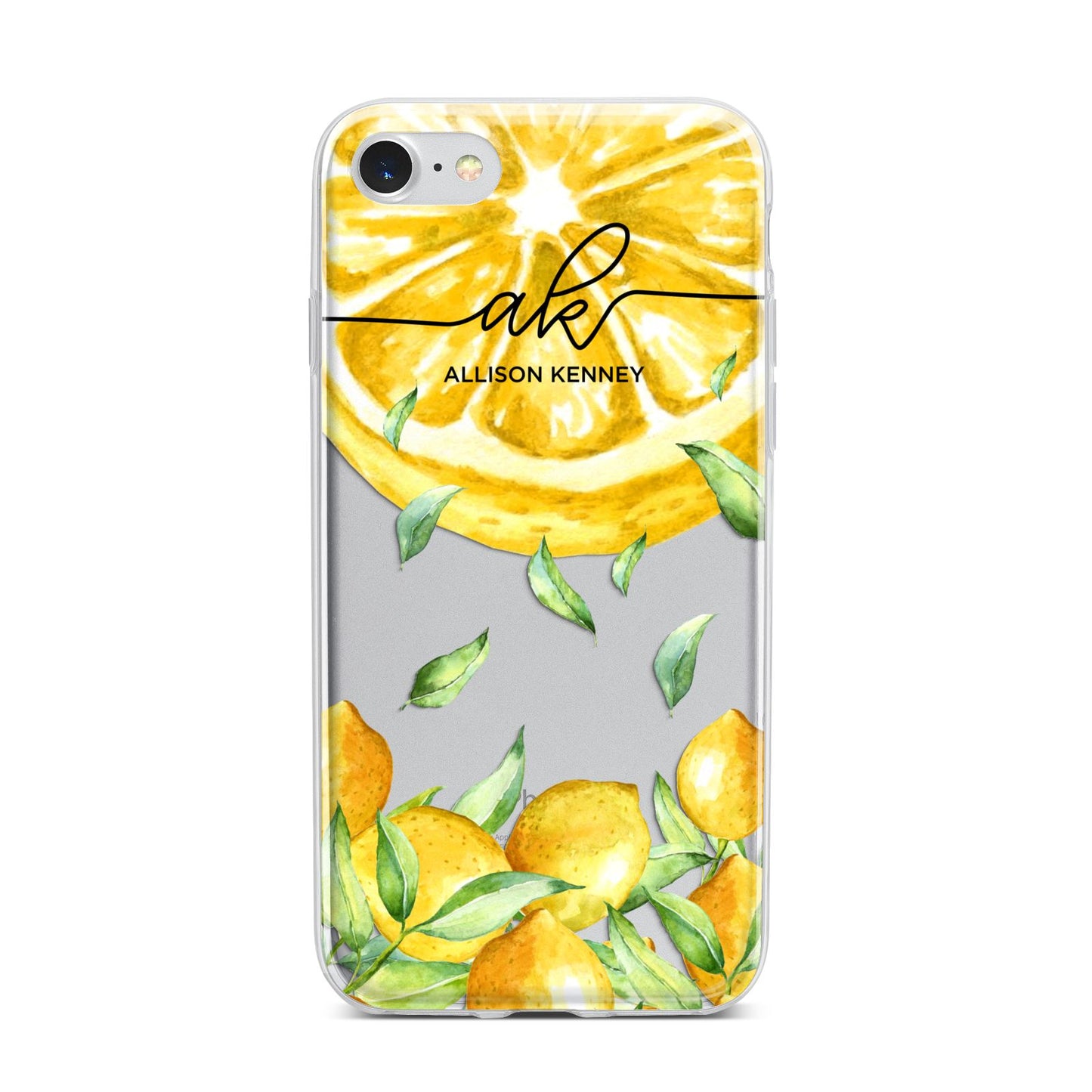 Personalised Lemon Slice iPhone 7 Bumper Case on Silver iPhone