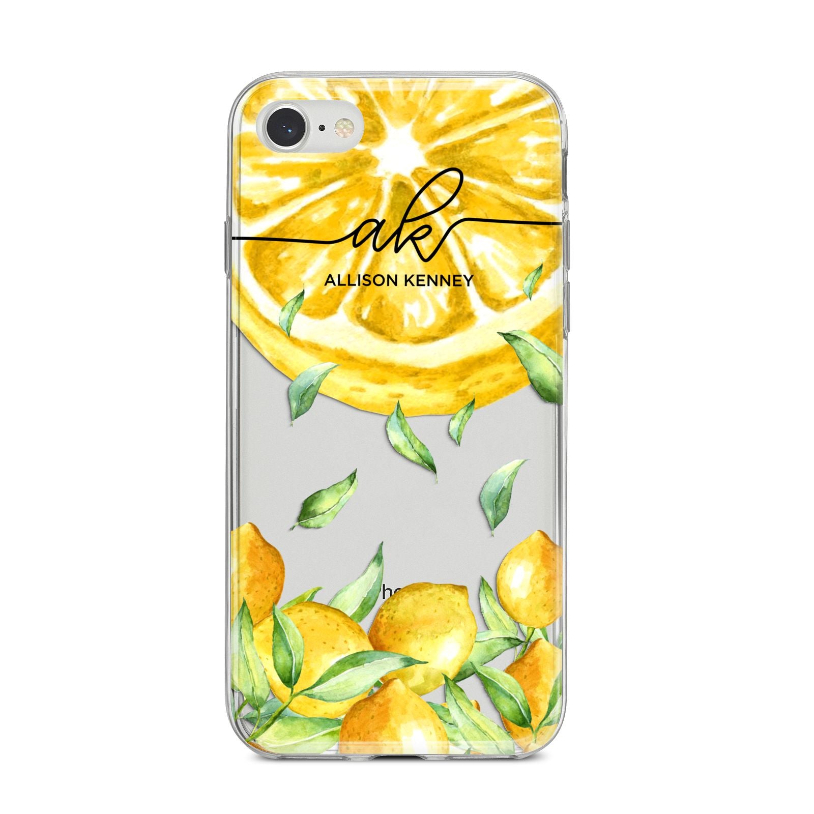 Personalised Lemon Slice iPhone 8 Bumper Case on Silver iPhone