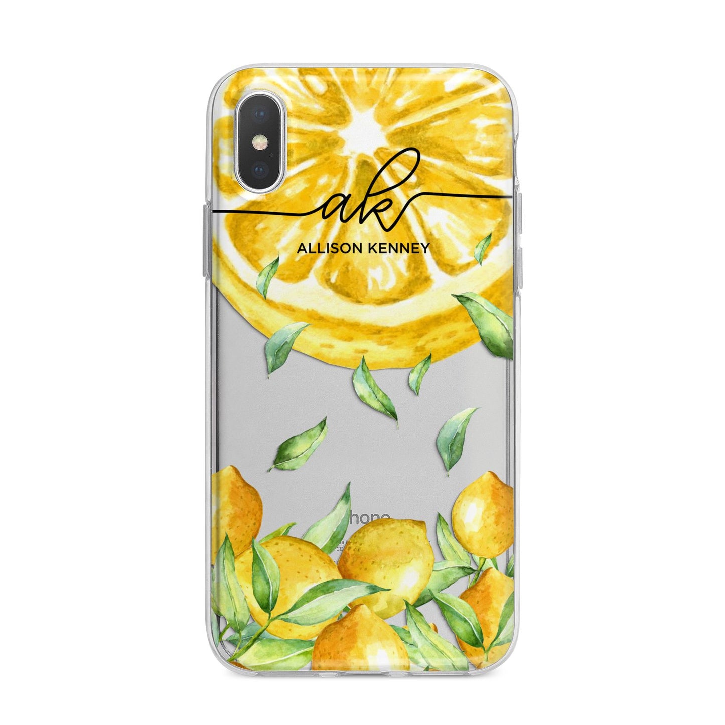 Personalised Lemon Slice iPhone X Bumper Case on Silver iPhone Alternative Image 1