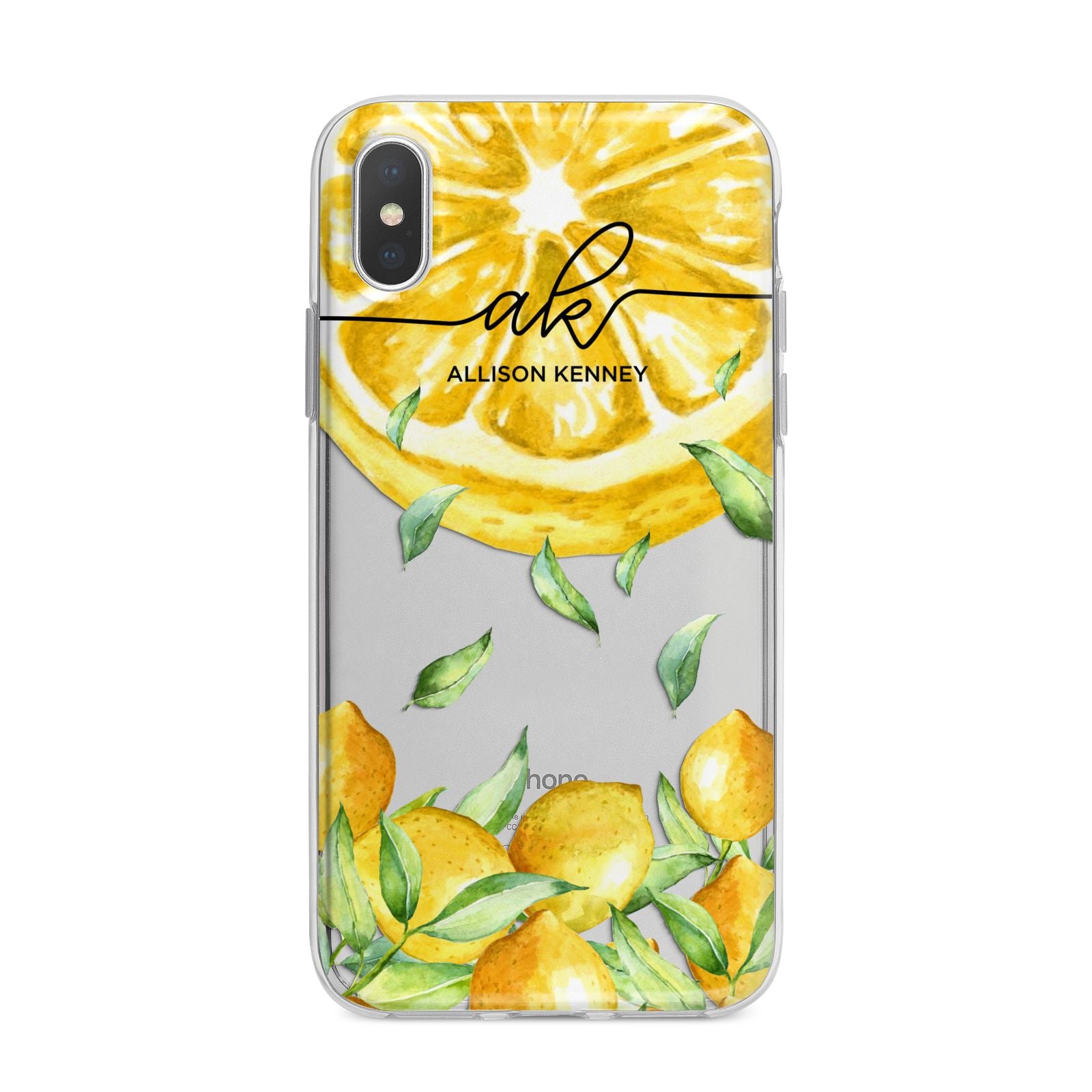 Personalised Lemon Slice iPhone X Bumper Case on Silver iPhone Alternative Image 1