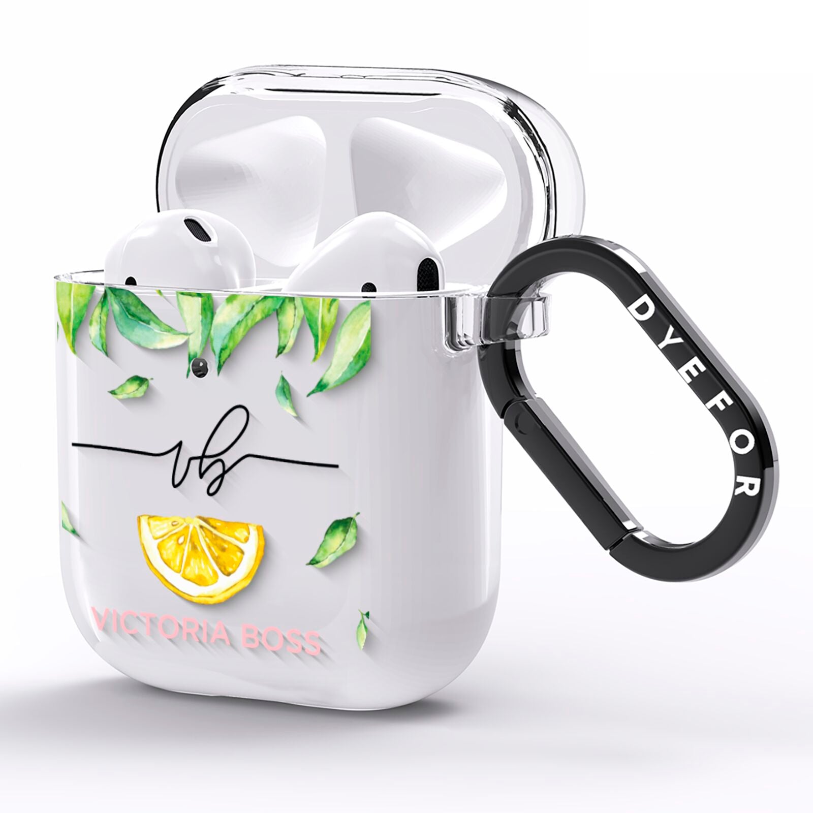 Personalised Lemon Wedge AirPods Clear Case Side Image
