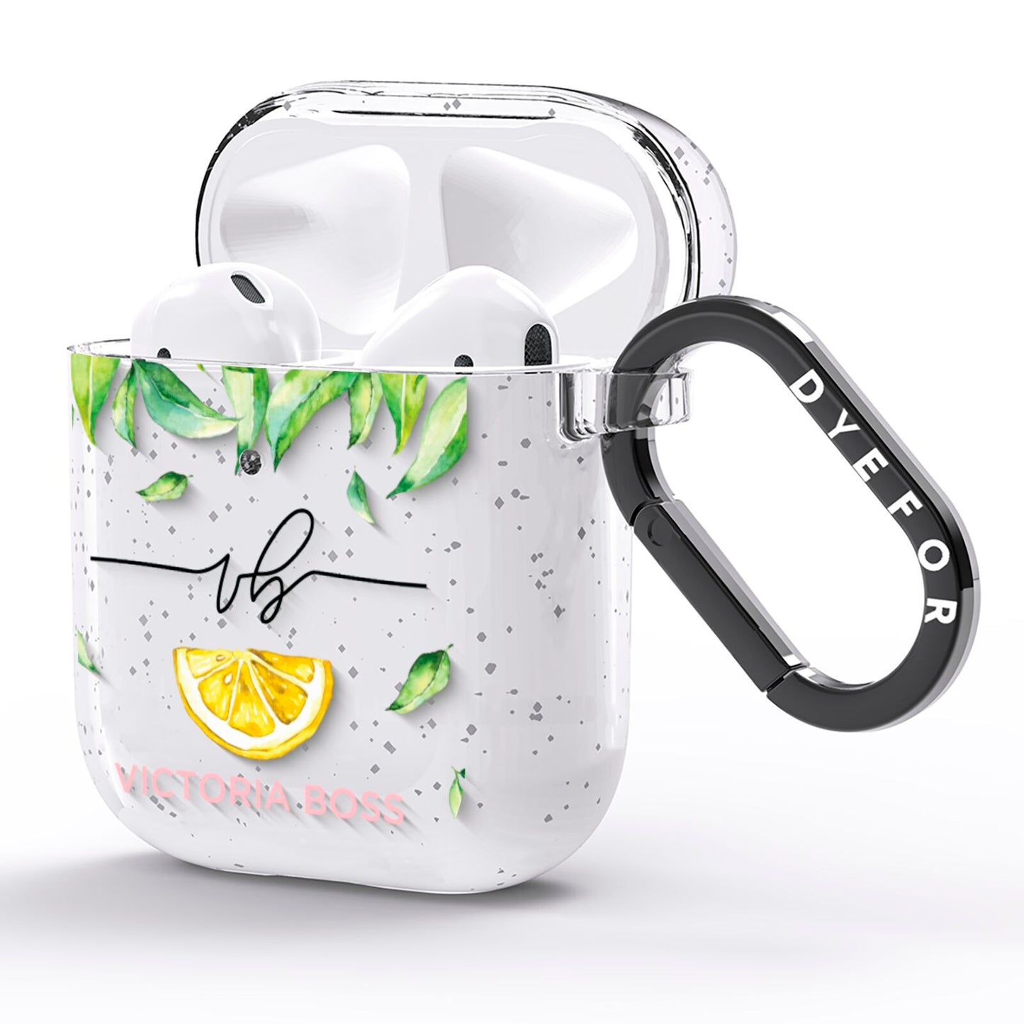 Personalised Lemon Wedge AirPods Glitter Case Side Image