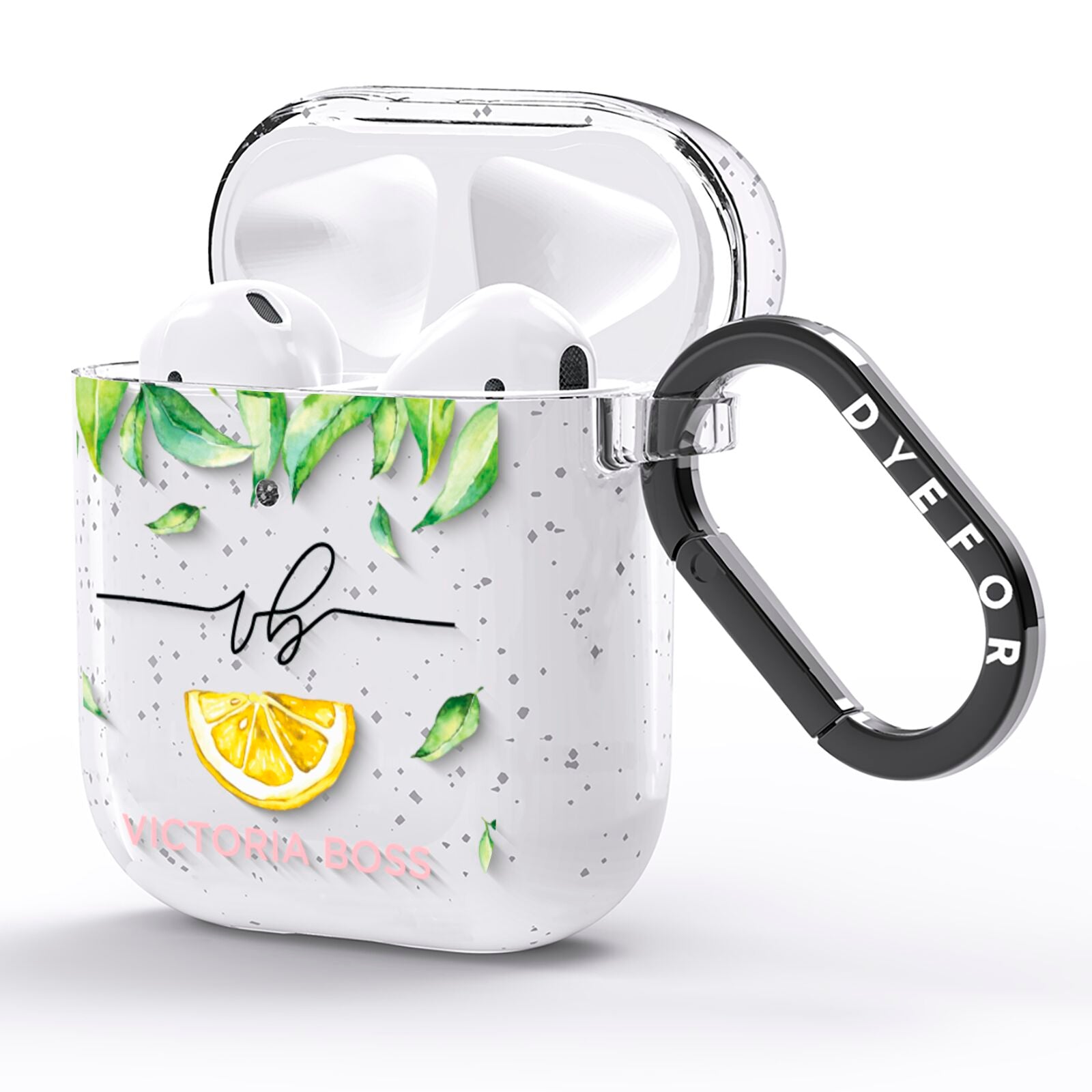 Personalised Lemon Wedge AirPods Glitter Case Side Image