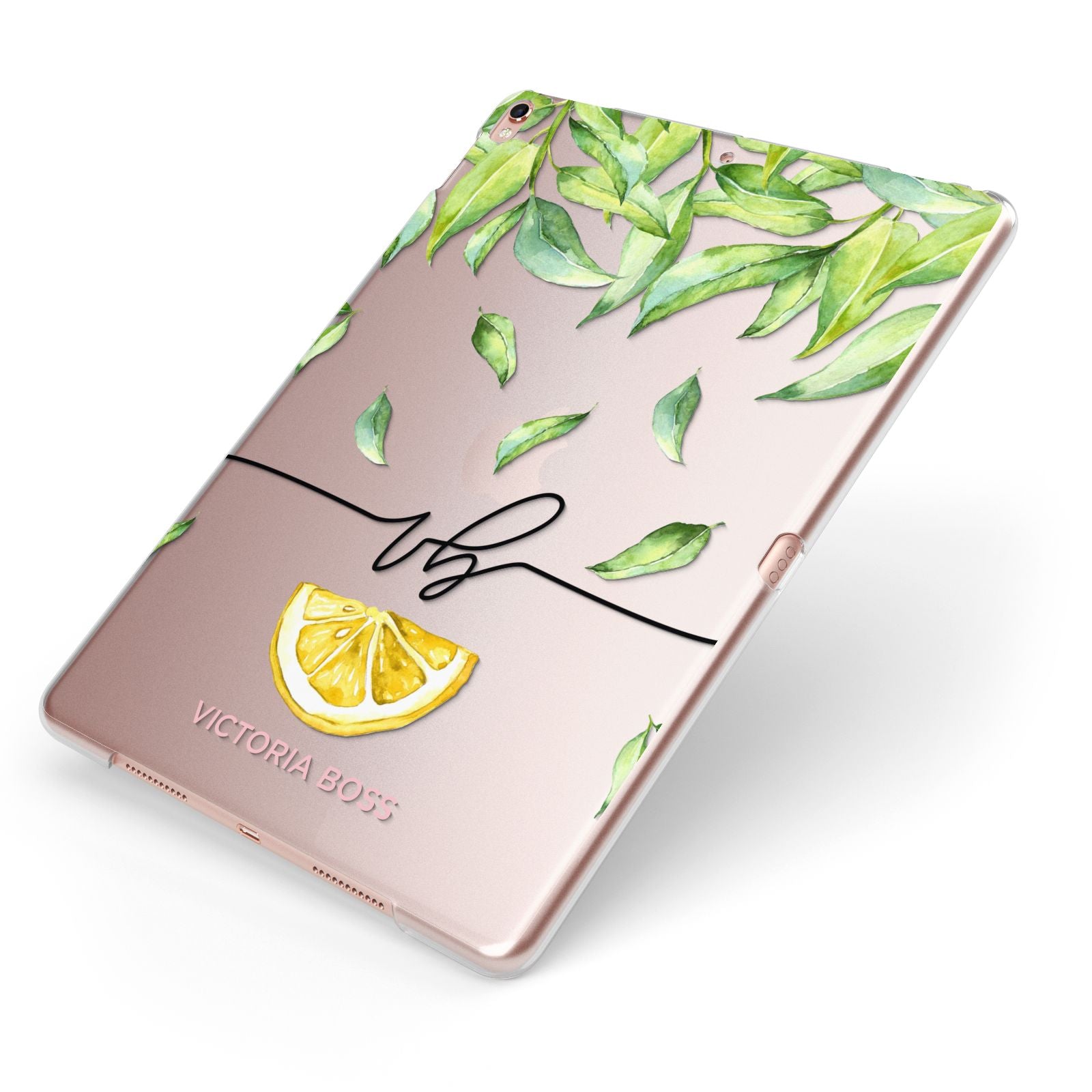 Personalised Lemon Wedge Apple iPad Case on Rose Gold iPad Side View