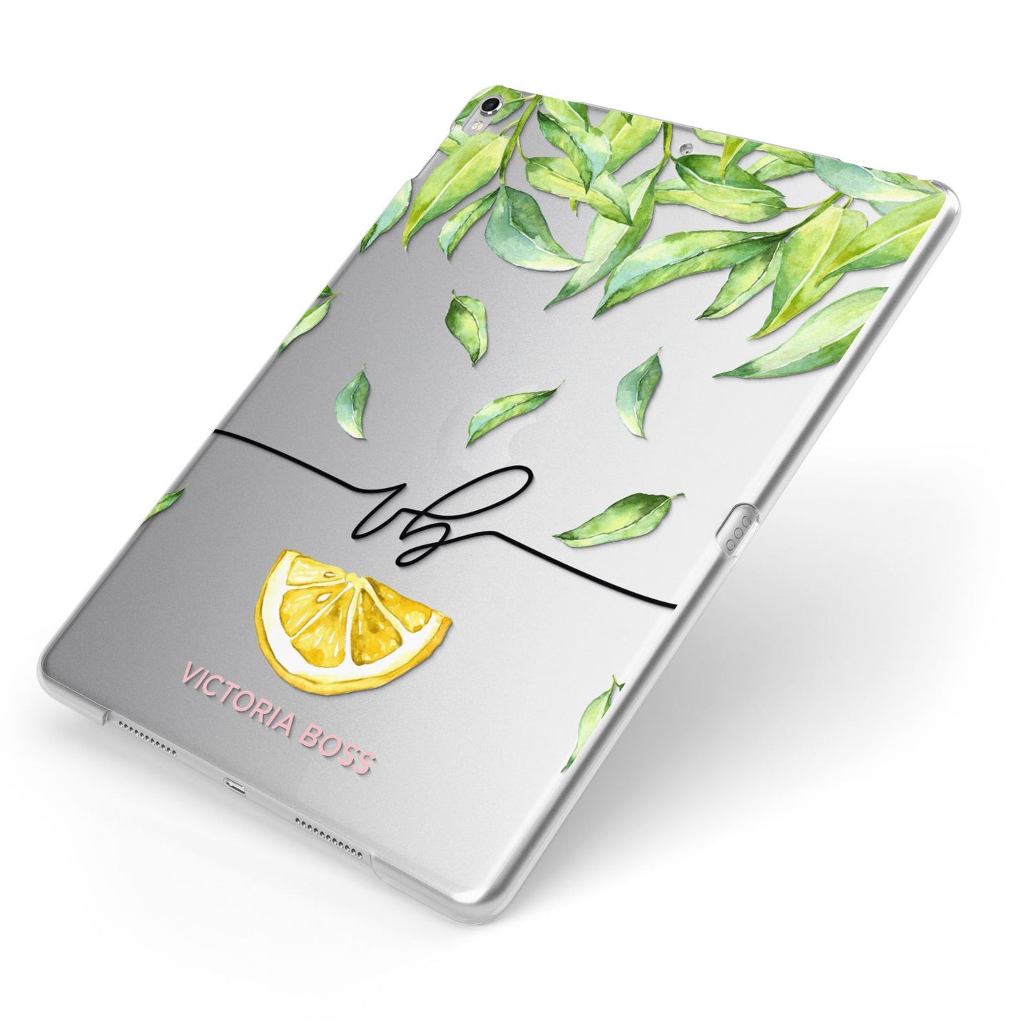 Personalised Lemon Wedge Apple iPad Case on Silver iPad Side View