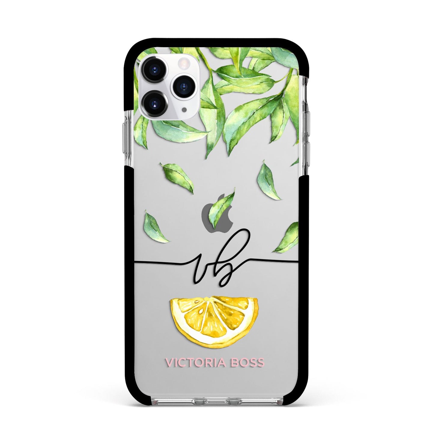 Personalised Lemon Wedge Apple iPhone 11 Pro Max in Silver with Black Impact Case