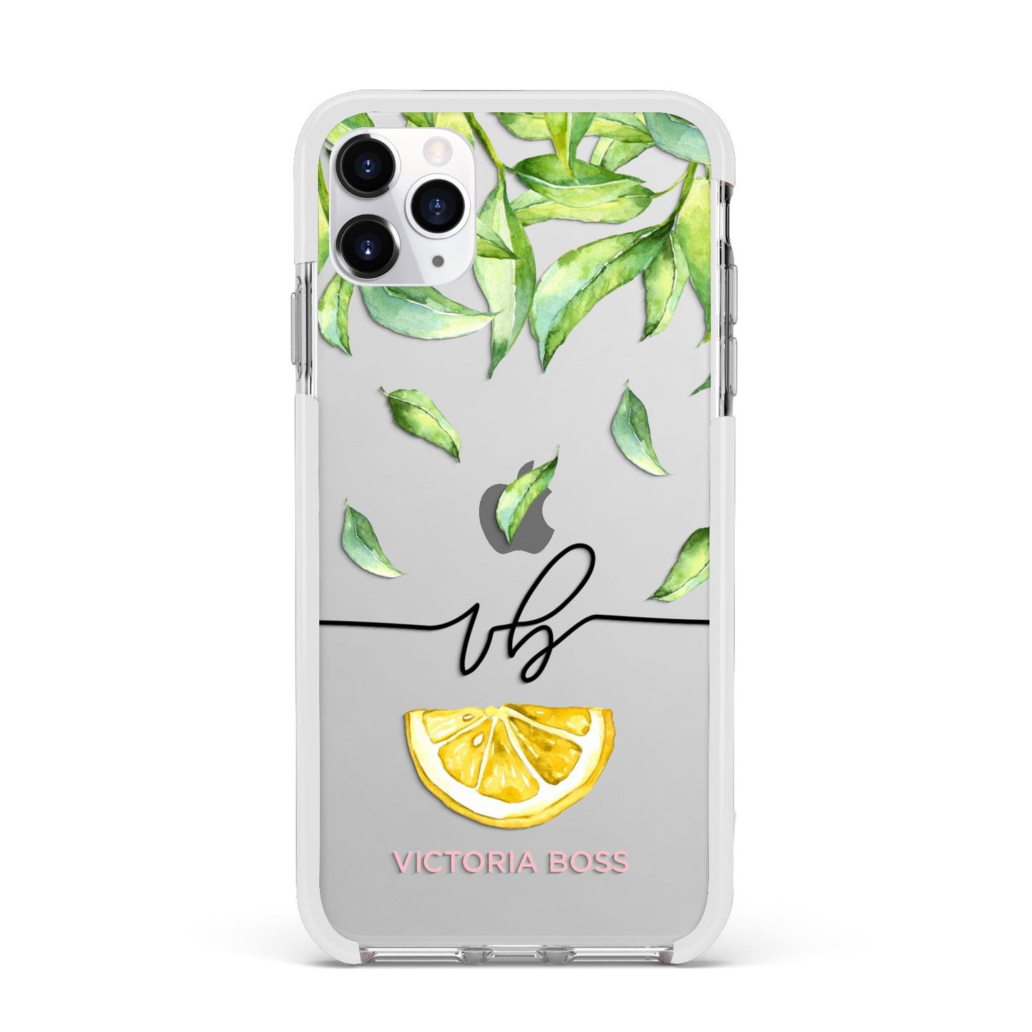 Personalised Lemon Wedge Apple iPhone 11 Pro Max in Silver with White Impact Case