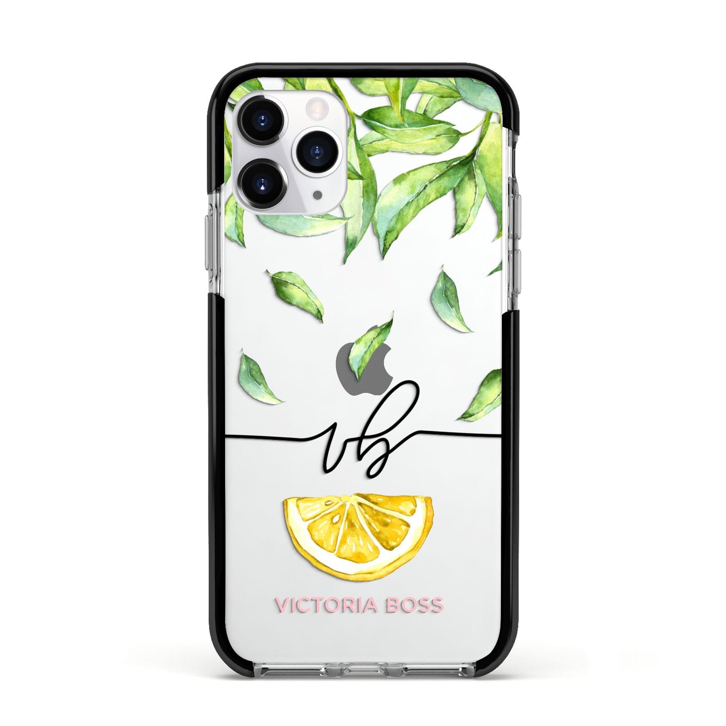 Personalised Lemon Wedge Apple iPhone 11 Pro in Silver with Black Impact Case