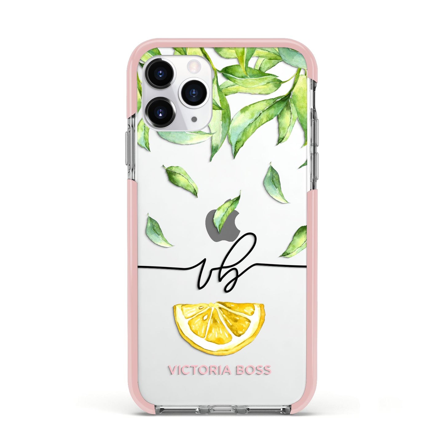 Personalised Lemon Wedge Apple iPhone 11 Pro in Silver with Pink Impact Case