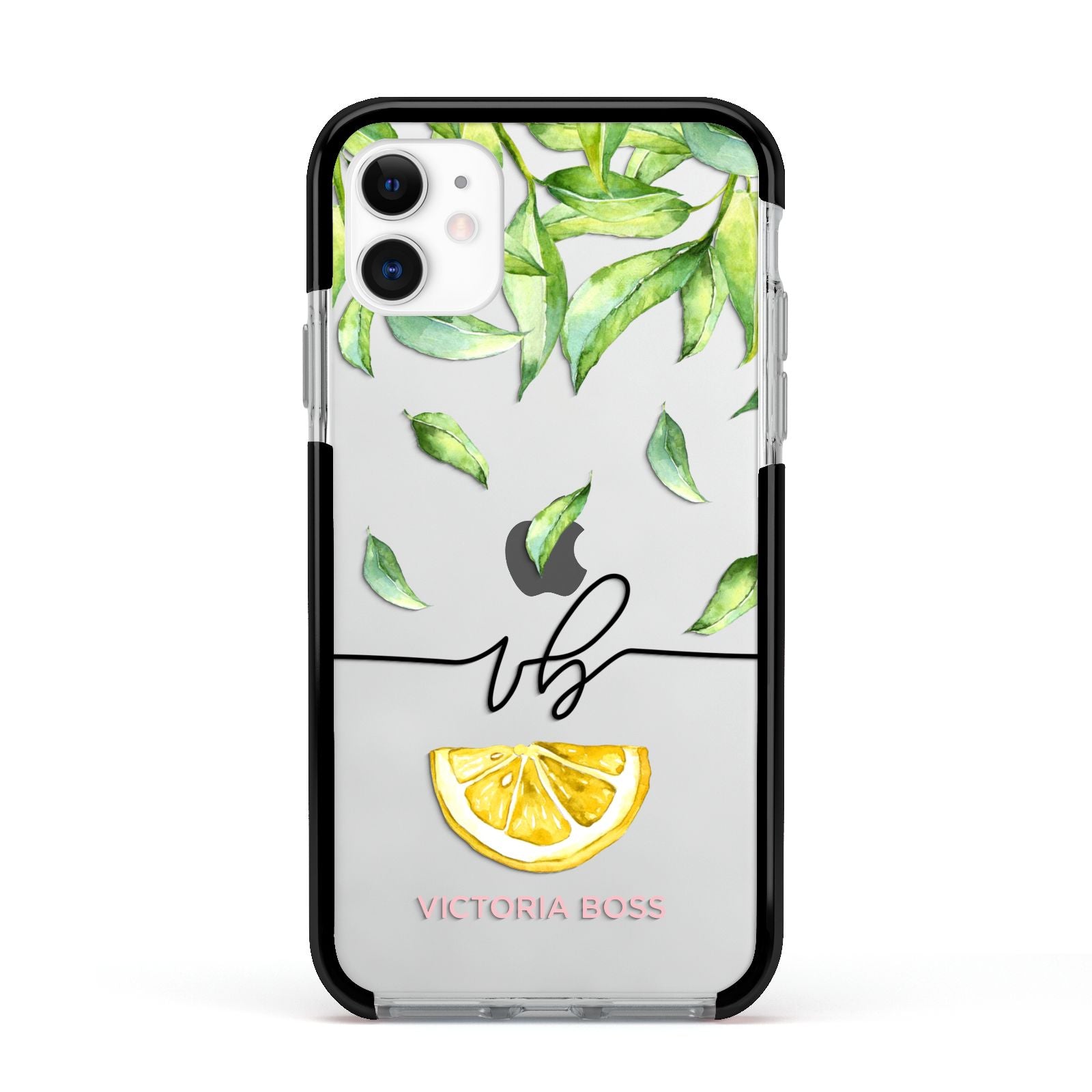 Personalised Lemon Wedge Apple iPhone 11 in White with Black Impact Case