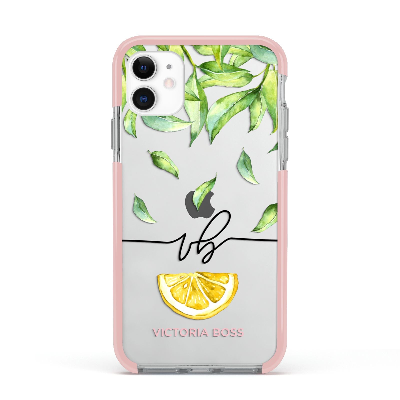 Personalised Lemon Wedge Apple iPhone 11 in White with Pink Impact Case