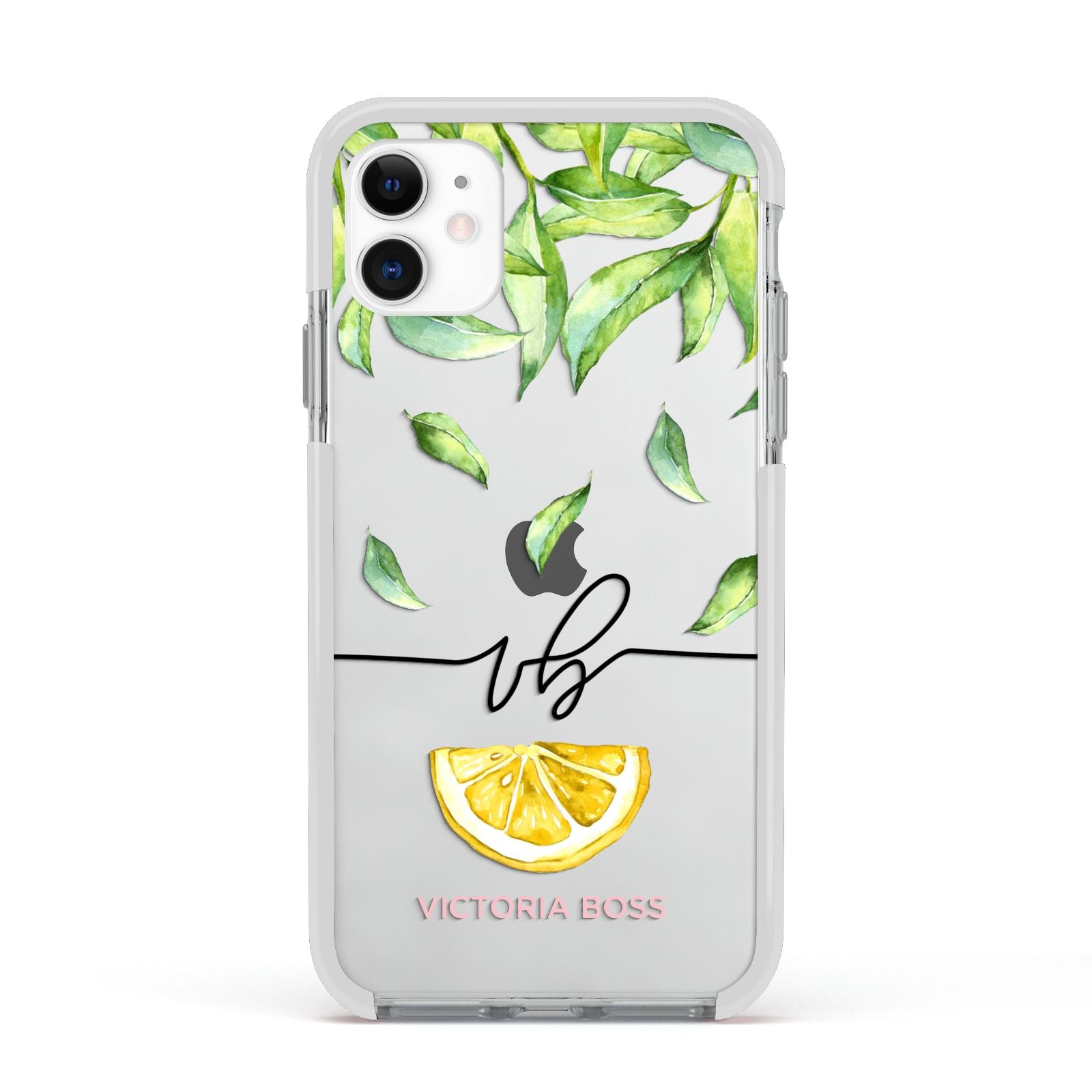 Personalised Lemon Wedge Apple iPhone 11 in White with White Impact Case