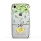 Personalised Lemon Wedge Apple iPhone XR Impact Case Black Edge on Silver Phone