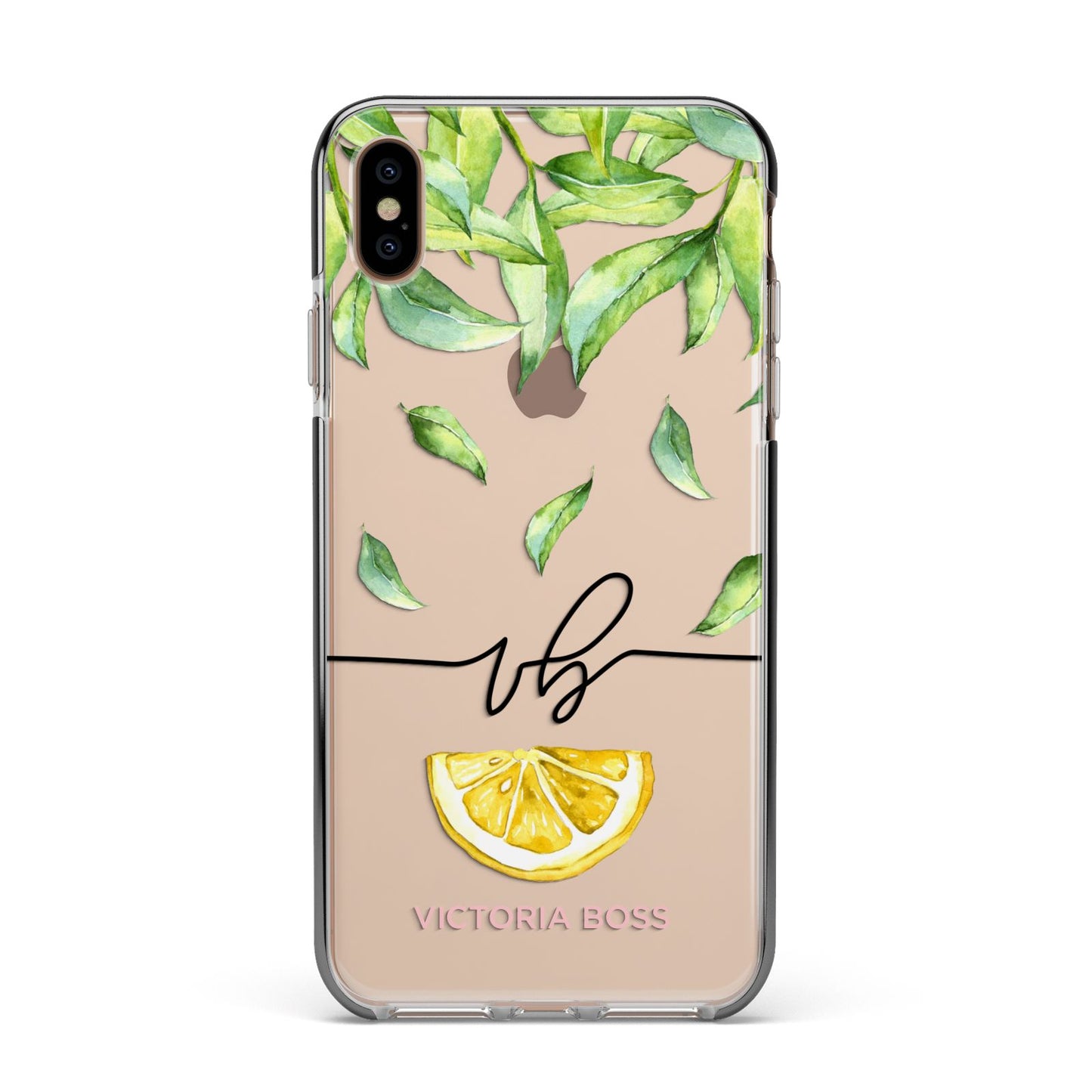 Personalised Lemon Wedge Apple iPhone Xs Max Impact Case Black Edge on Gold Phone