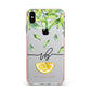 Personalised Lemon Wedge Apple iPhone Xs Max Impact Case Pink Edge on Silver Phone