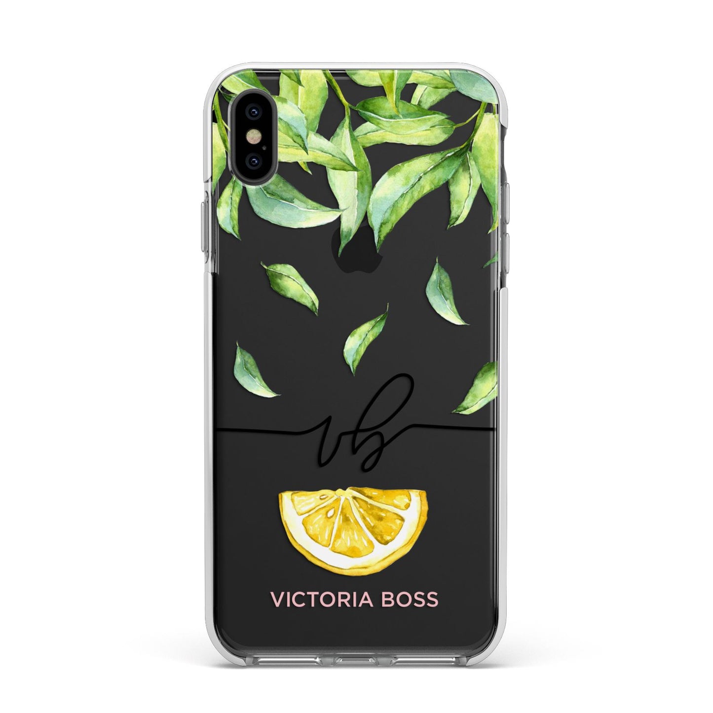 Personalised Lemon Wedge Apple iPhone Xs Max Impact Case White Edge on Black Phone